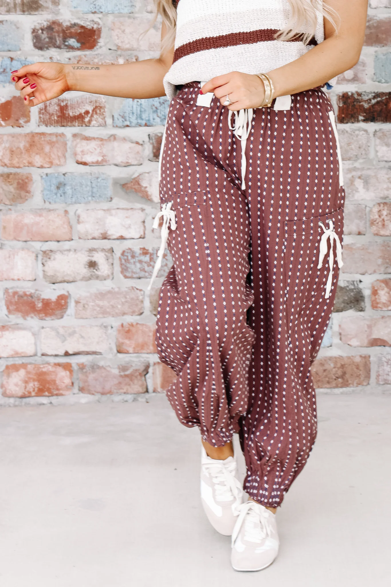 Know My Name Brown Tapered Leg Cargo Abstract Print Pant - Image 5