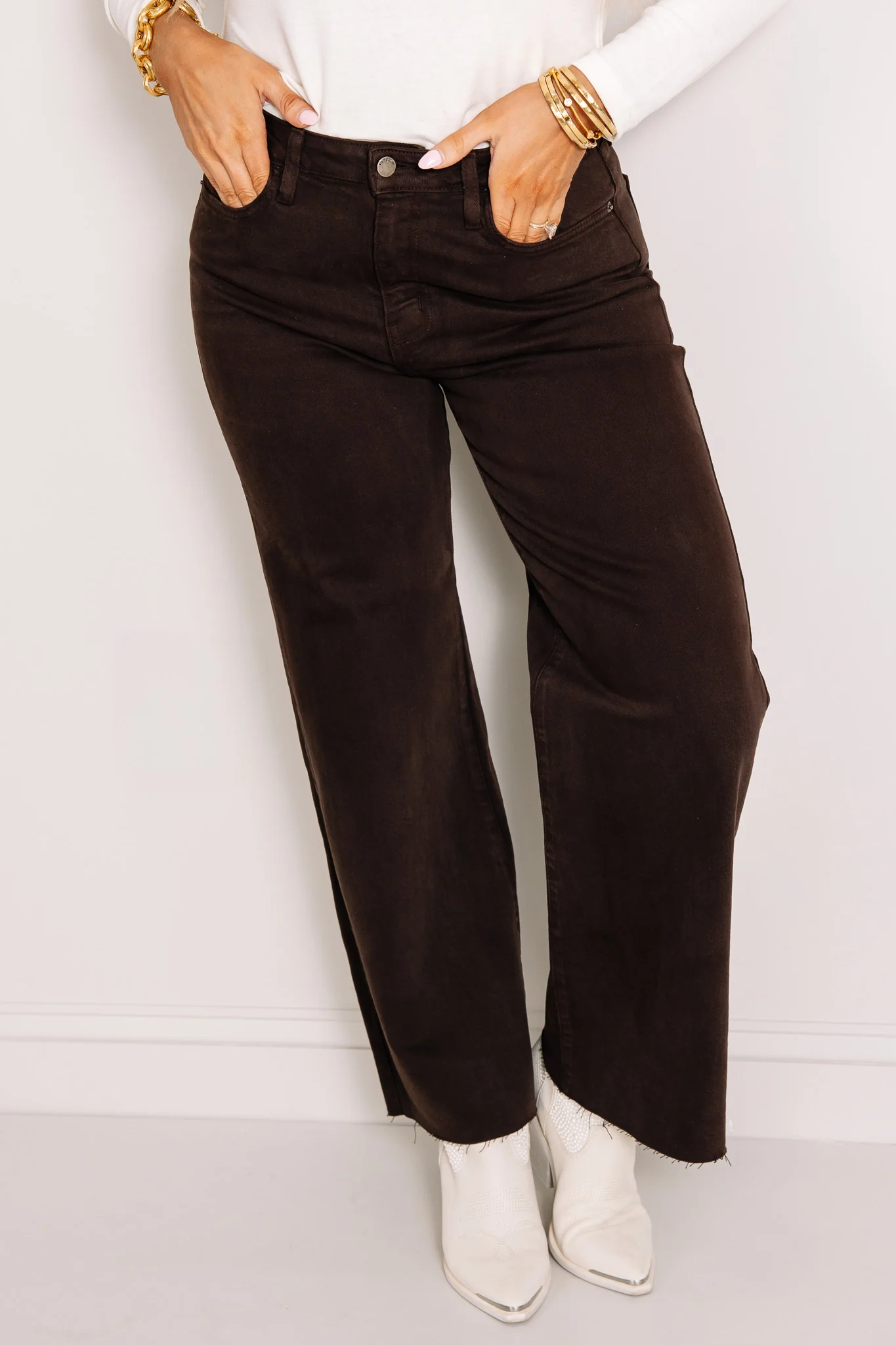 Letter to Juliet Paola Raw Hem Espresso Wide Leg Jean