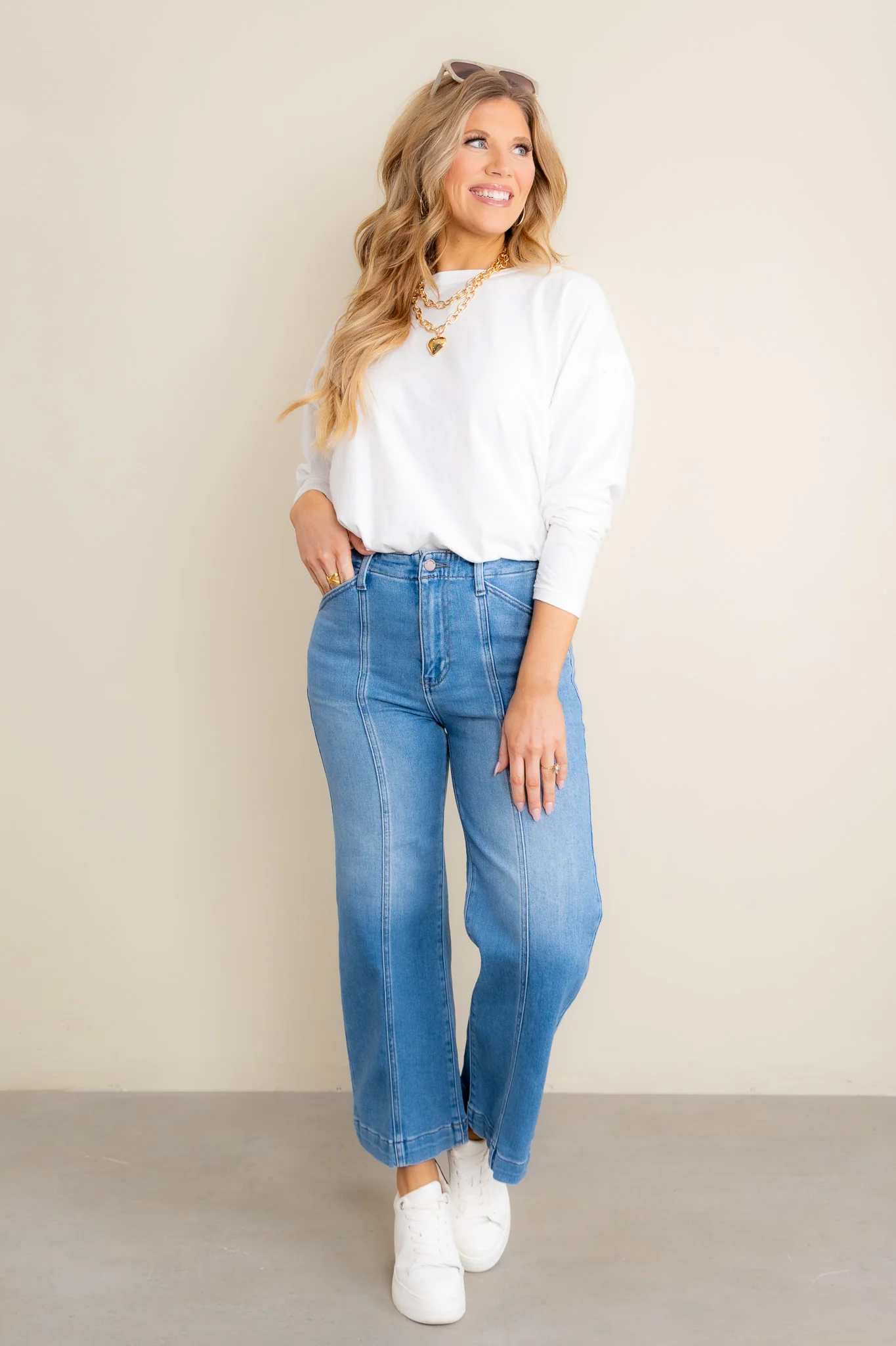 Paola High Waist Medium Wash Wide Leg Jean *Final Sale* - Image 2