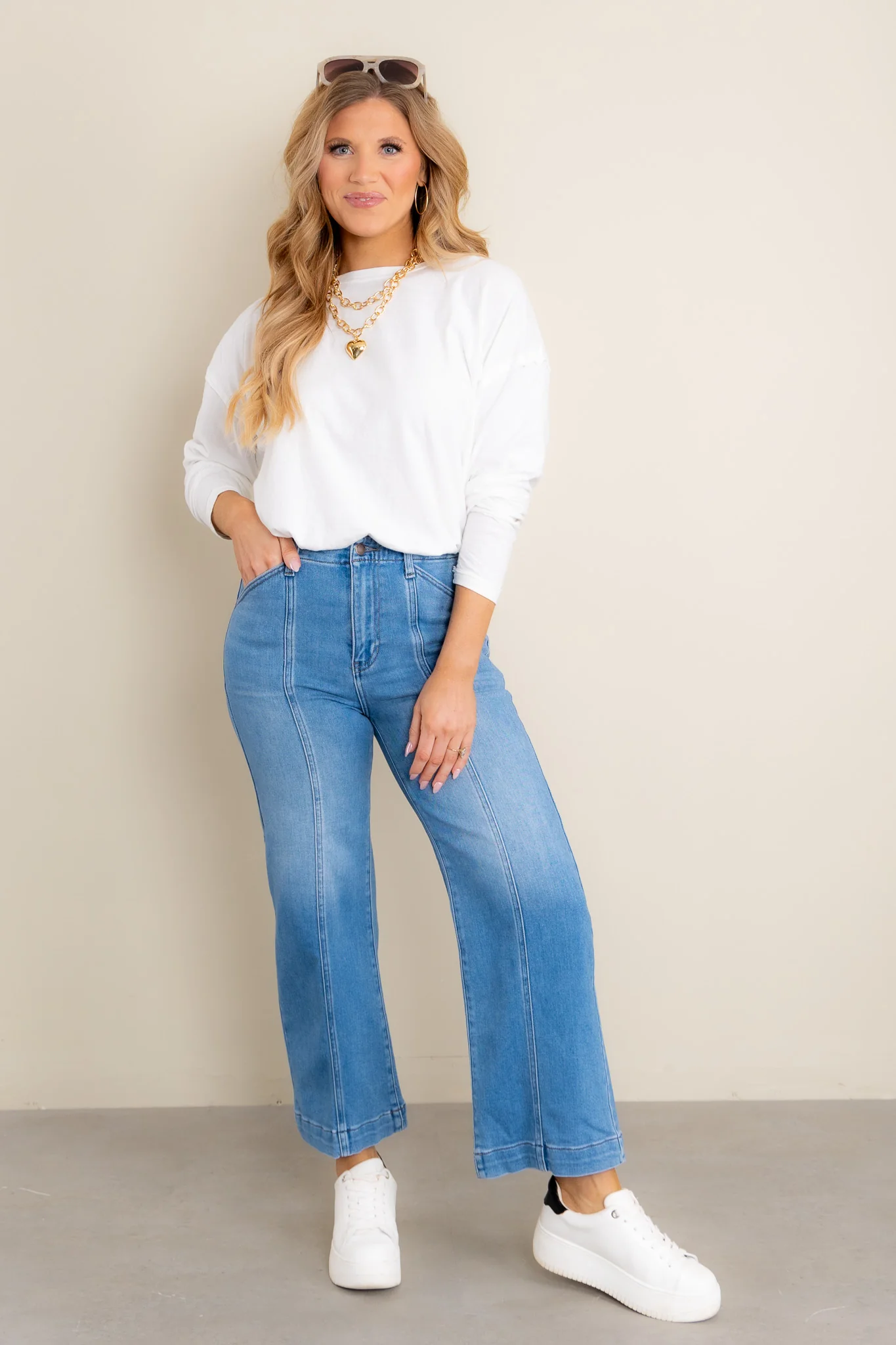 Paola High Waist Medium Wash Wide Leg Jean *Final Sale* - Image 3