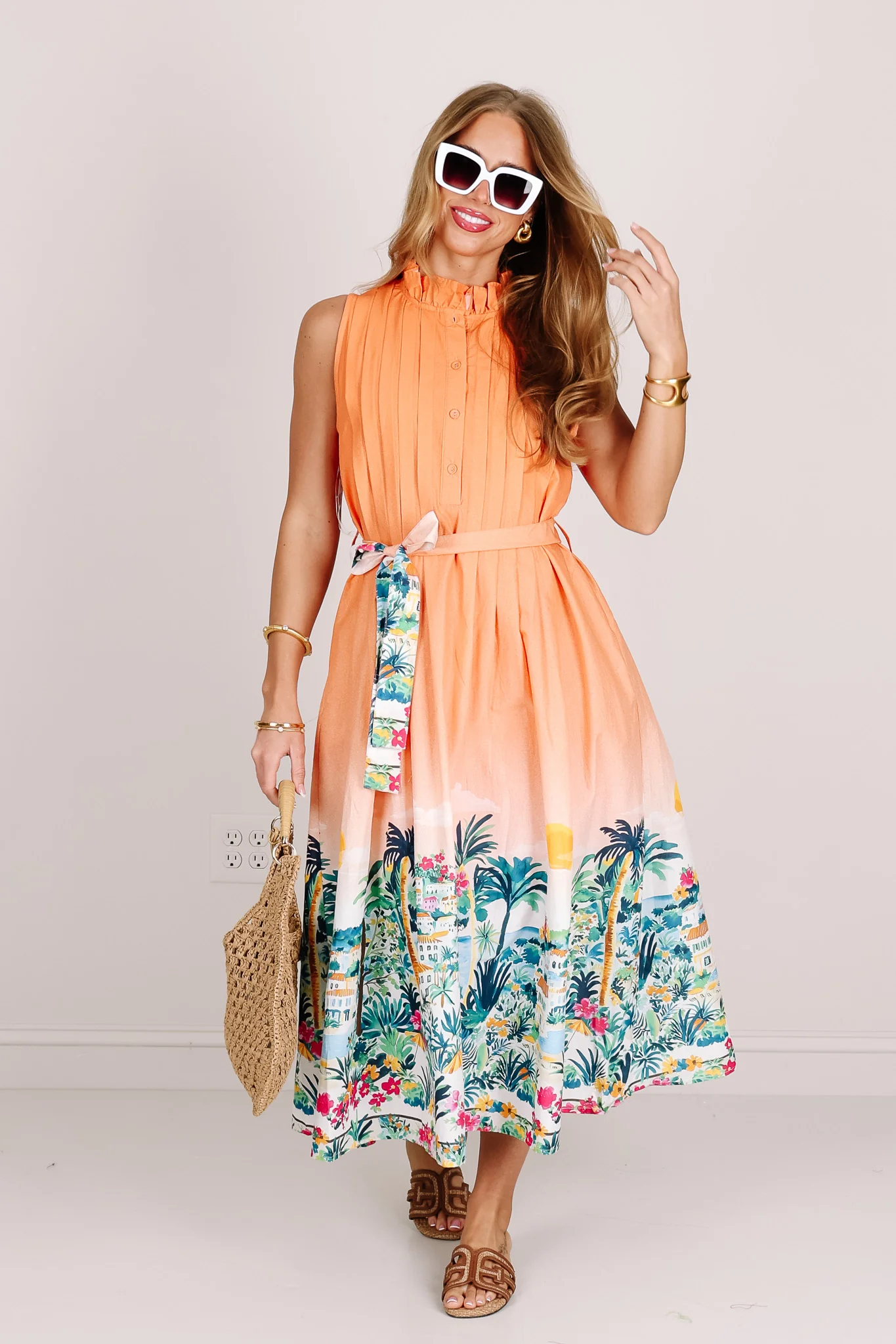 Papaya Printed Sleeveless Maxi Dress