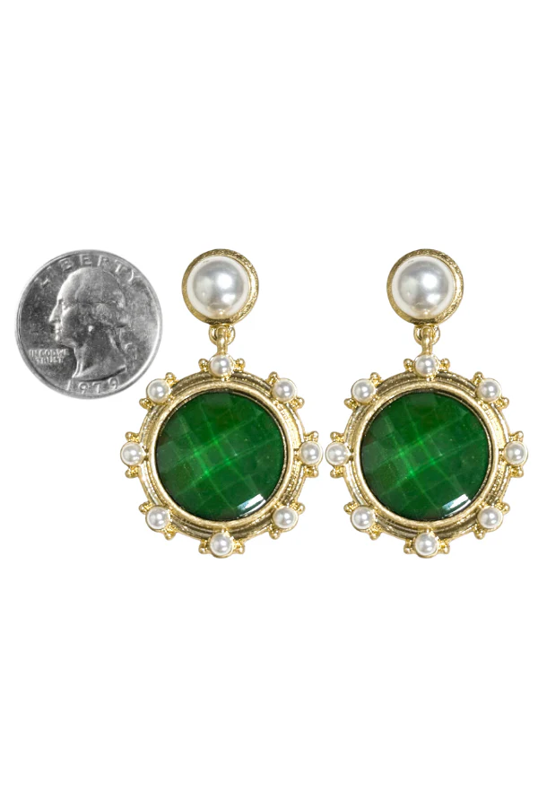 DOORBUSTER Part of Me Dark Green Stone Drop Earrings - Image 2