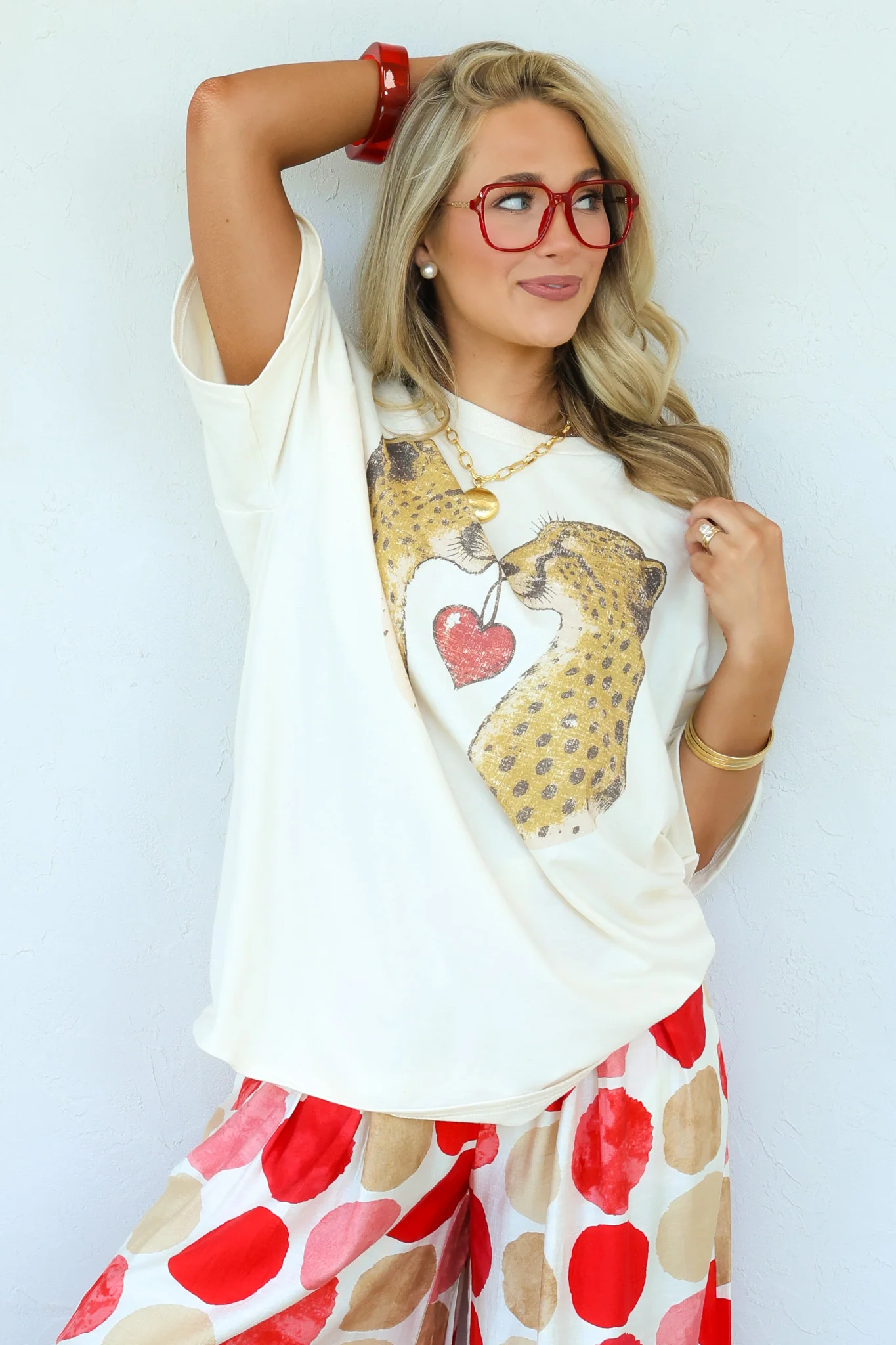 Partners In Crime Cheetah Ivory Short Sleeve Tee - Image 3