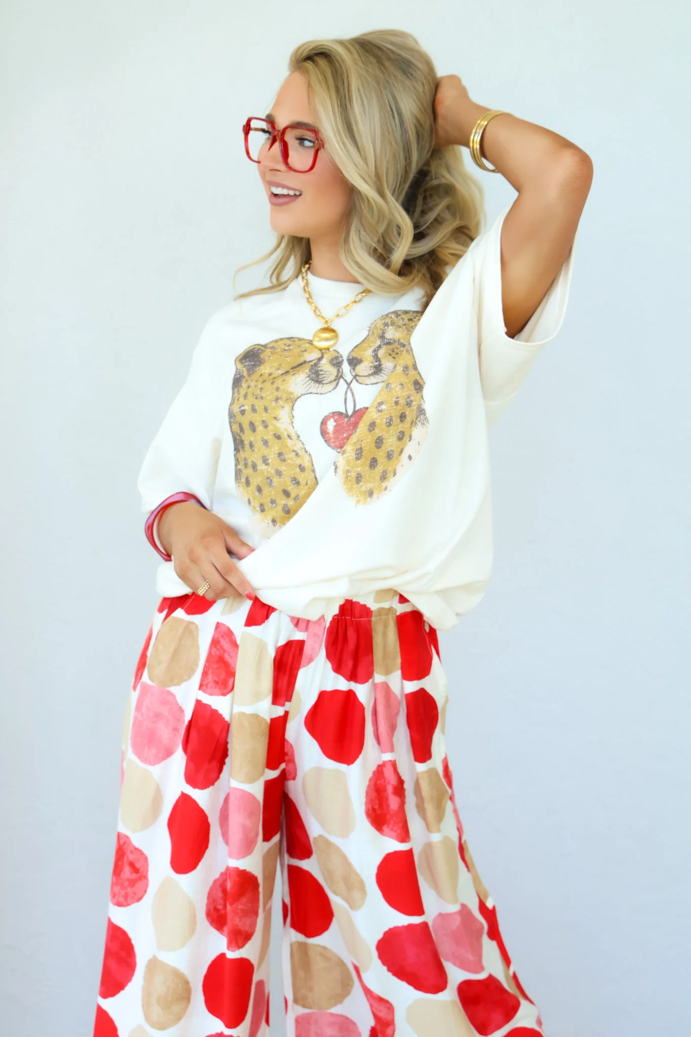 Partners In Crime Cheetah Ivory Short Sleeve Tee - Image 5