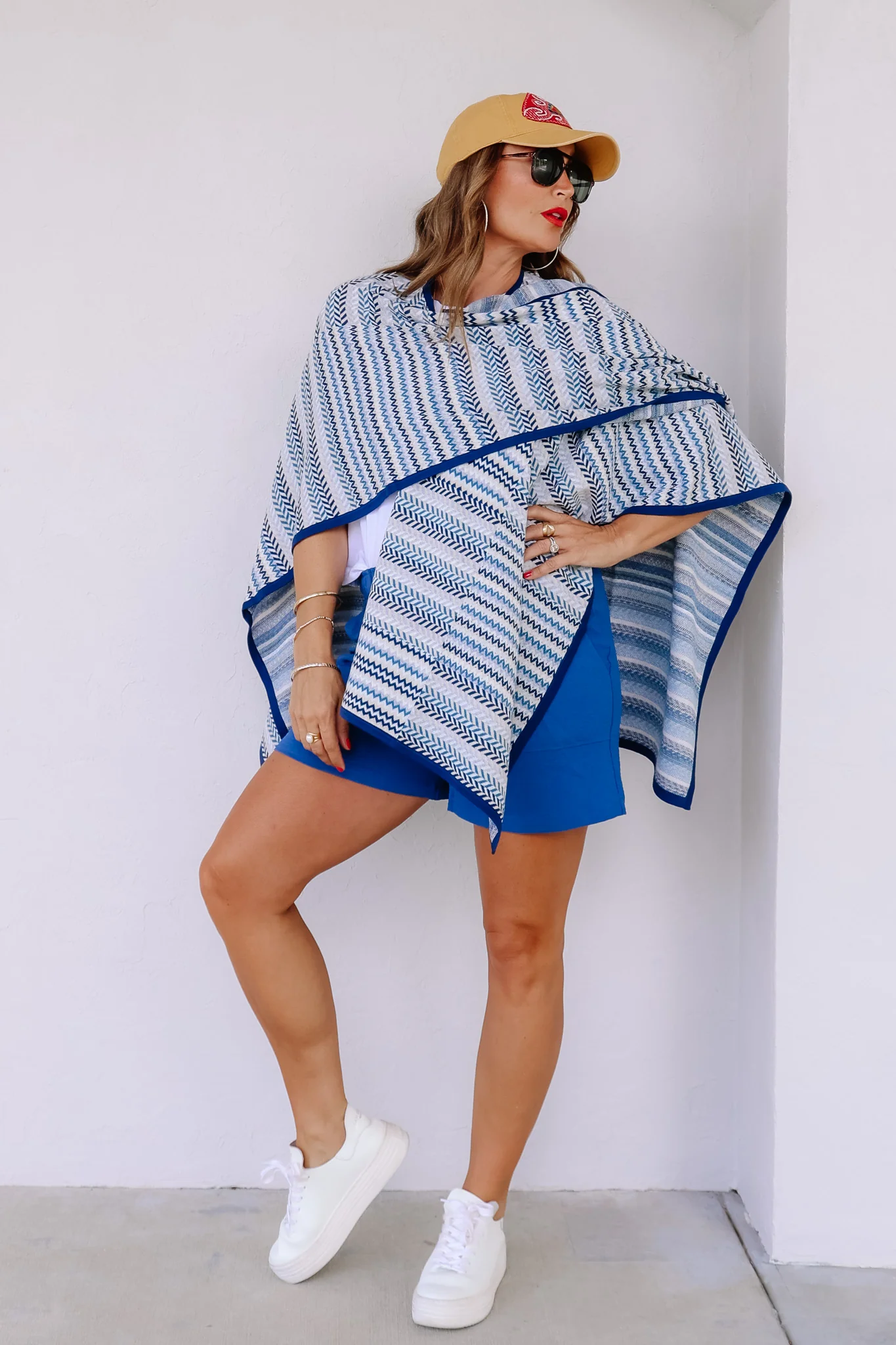 Foxcroft Indigo Patchwork Short Sleeve Shawl *Final Sale* - Image 7