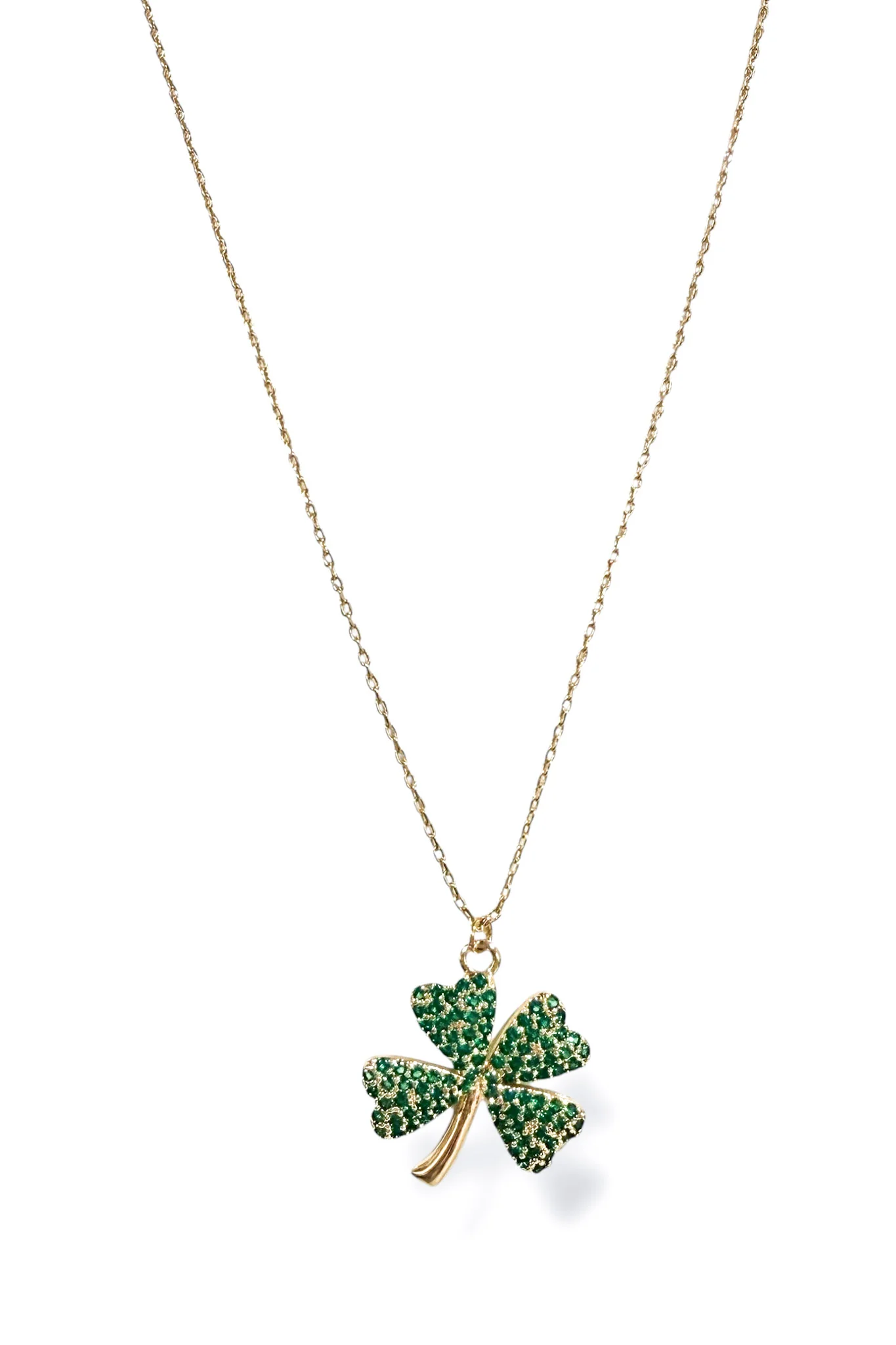 You're My Lucky Charm Pave Clover Pendant Necklace