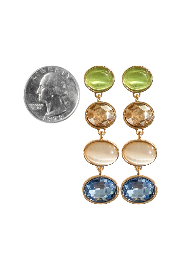 See You Tonight Oval Cut Glass Linear Drop Earrings - Image 2