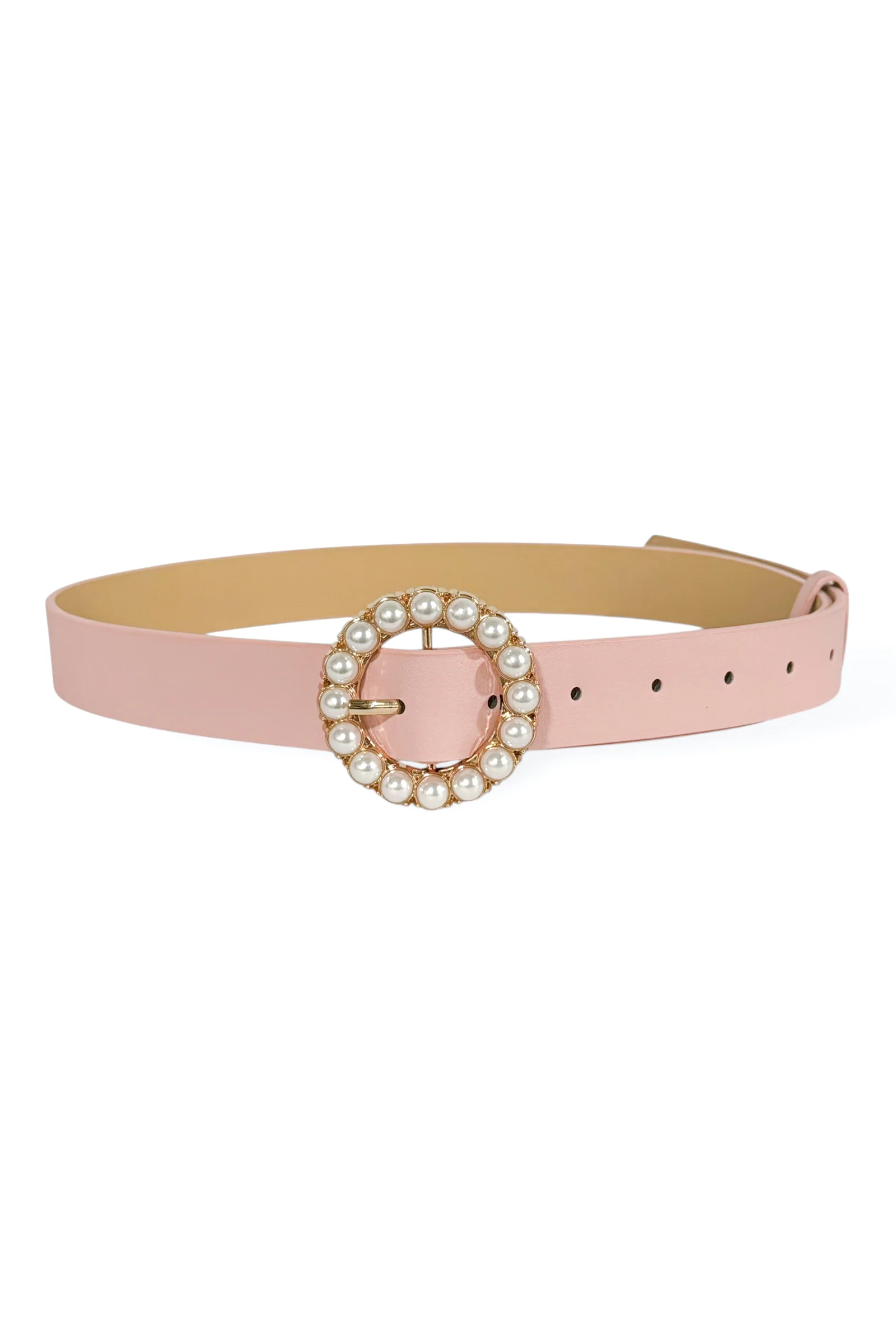 Something About You Pink Pearl Round Buckle Belt