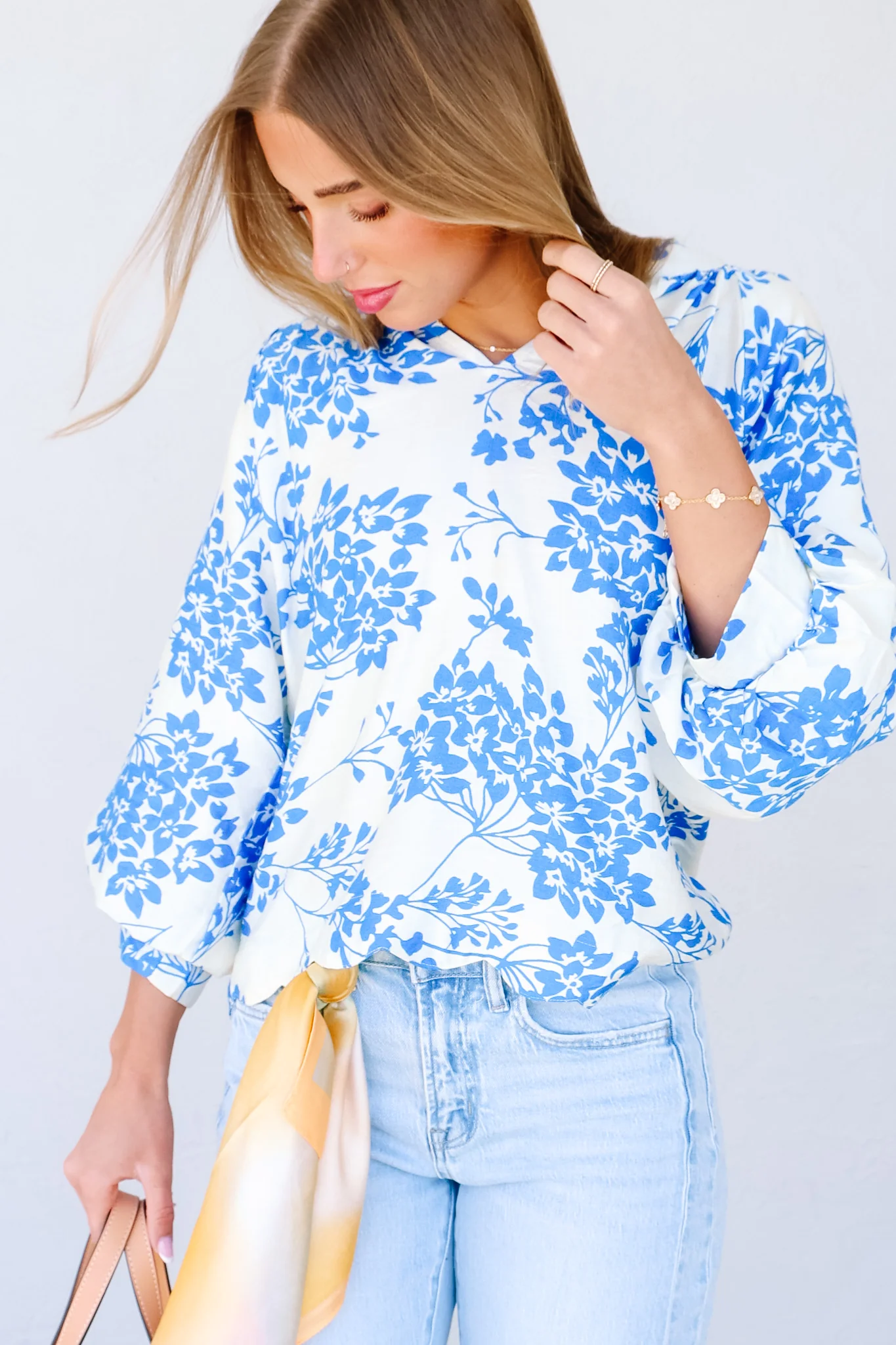 Perfect Moment Cerulean Cherry Blossom Short Sleeve Top - Image 5