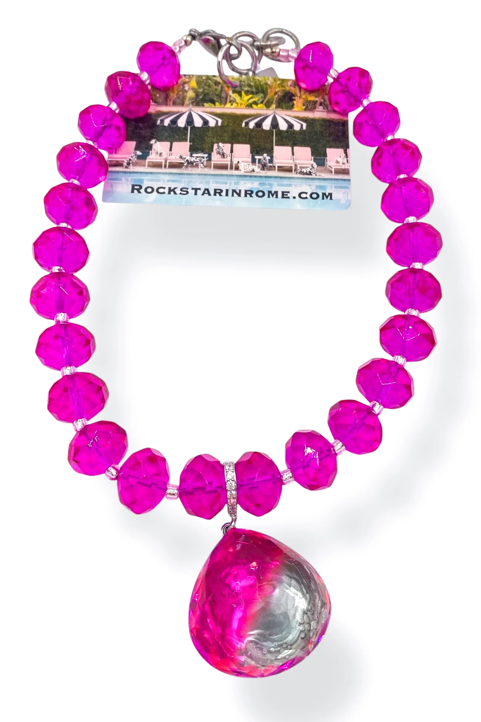 Rockstar In Rome Pink Chandelier Crytsal Necklace