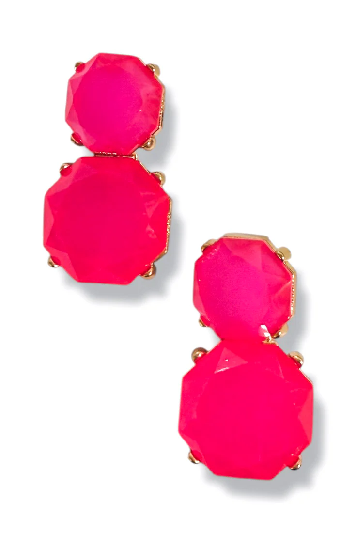 On The Edge Pink Double Drop Earrings