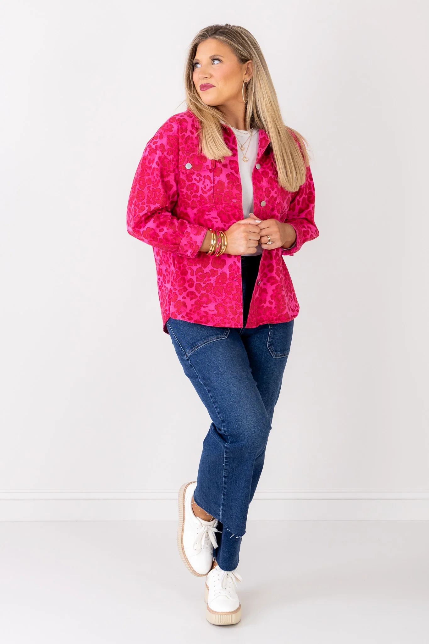 Jennifer Pink Leopard Long Sleeve Jacket - Image 3
