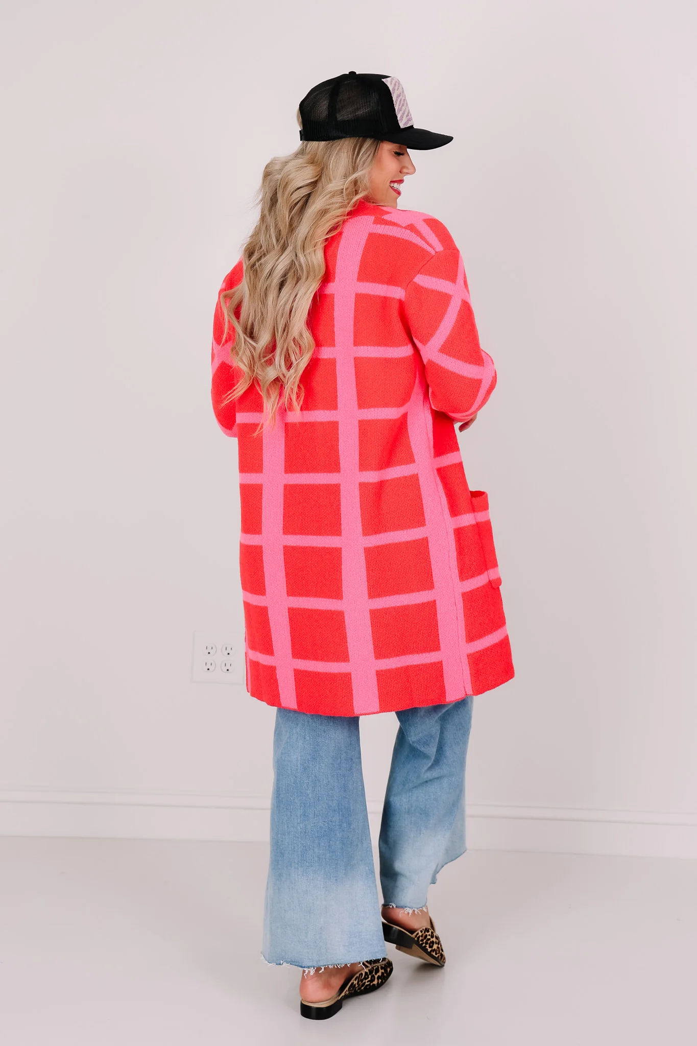 Pure Imagination Pink and Red Long Sleeve Coatigan - Image 5