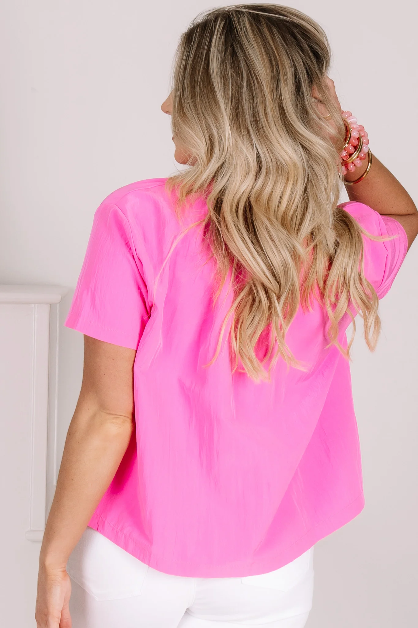 Cara Pink Short Sleeve Blouse - Image 7
