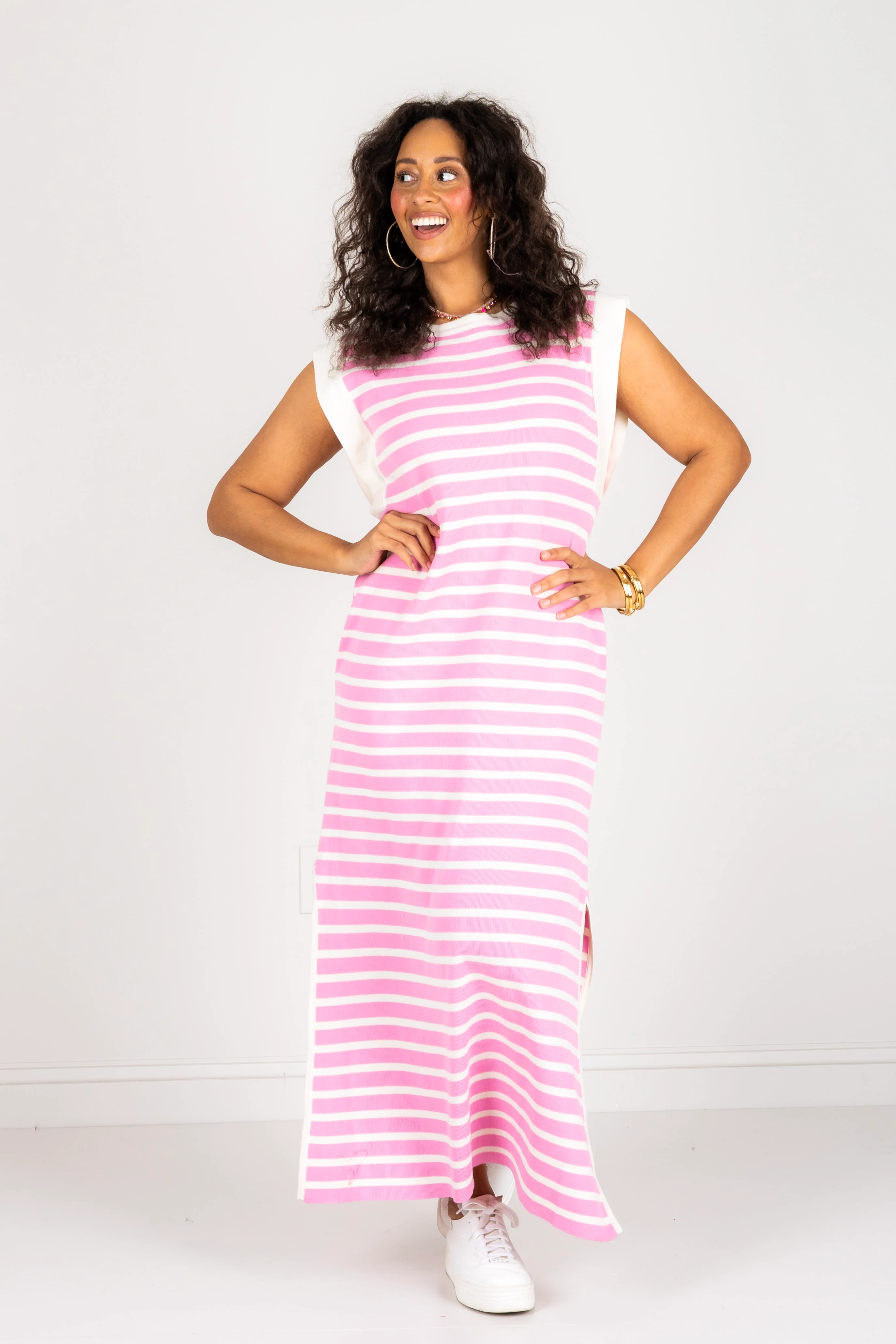 Julia Pink Stripe Sleeveless Maxi Dress
