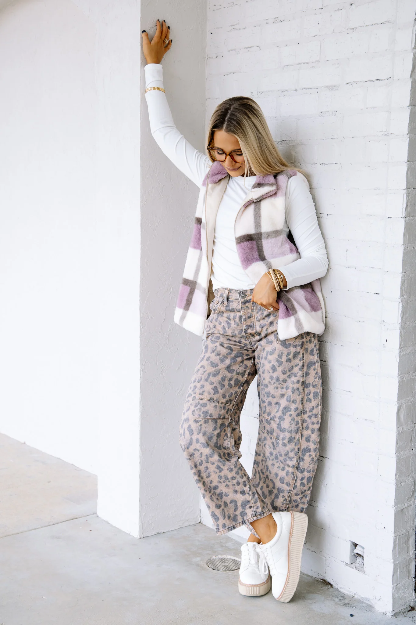 DOORBUSTER You Are Here Plaid Faux Fur Sleeveless Vest - Image 5