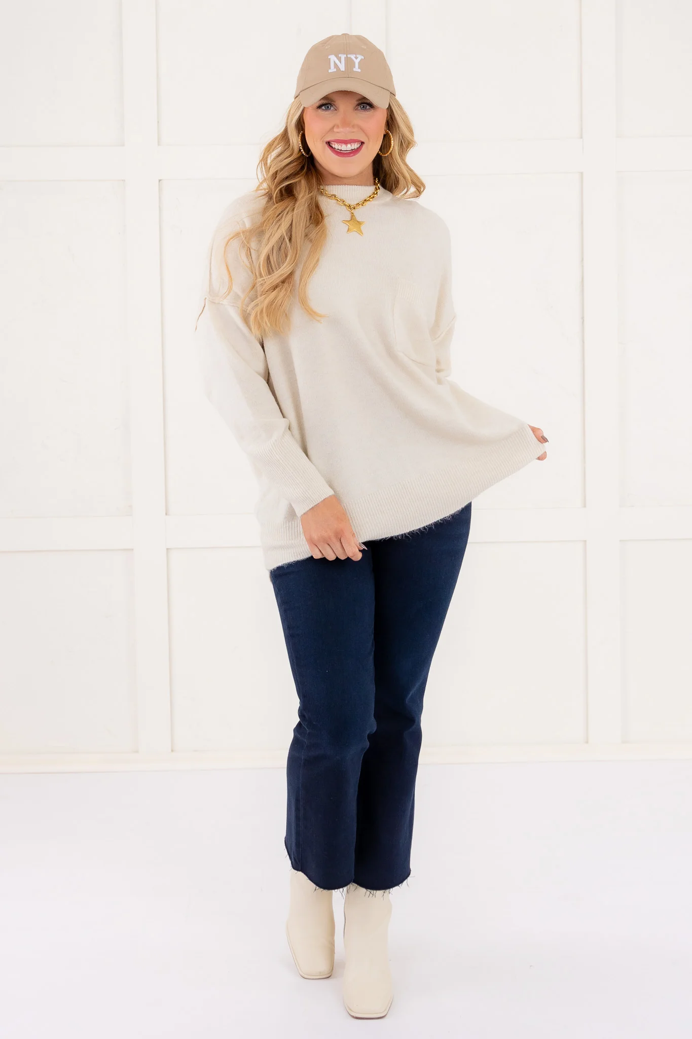 Don't Stop Me Long Sleeve Sweater - Sand Beige - FINAL SALE - Image 2