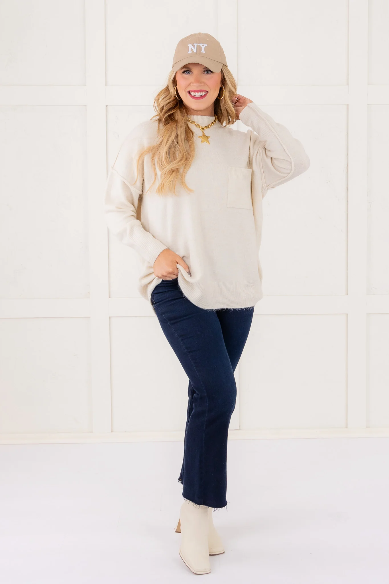 Don't Stop Me Long Sleeve Sweater - Sand Beige - FINAL SALE - Image 3