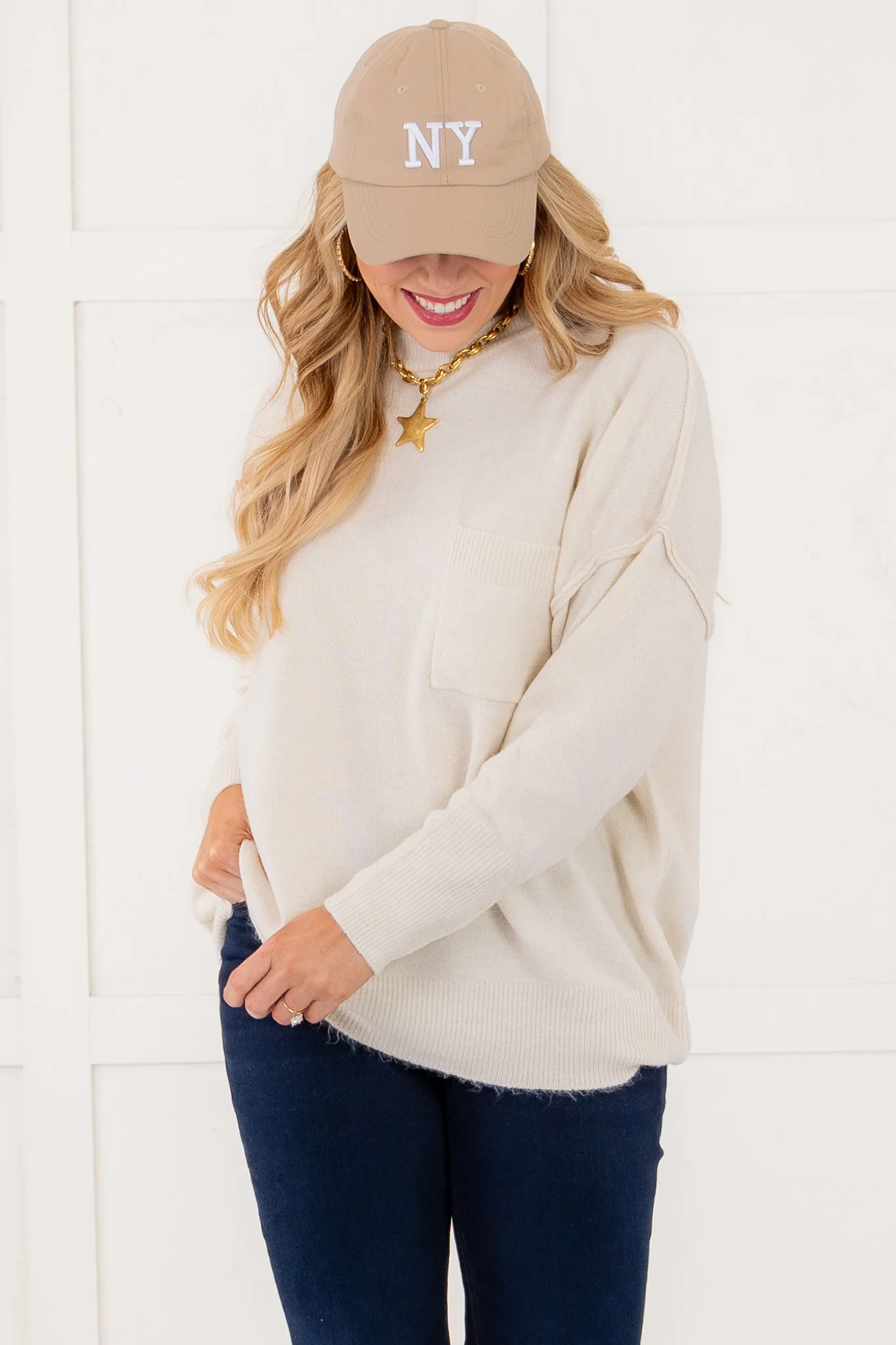 Don't Stop Me Long Sleeve Sweater - Sand Beige - FINAL SALE - Image 4