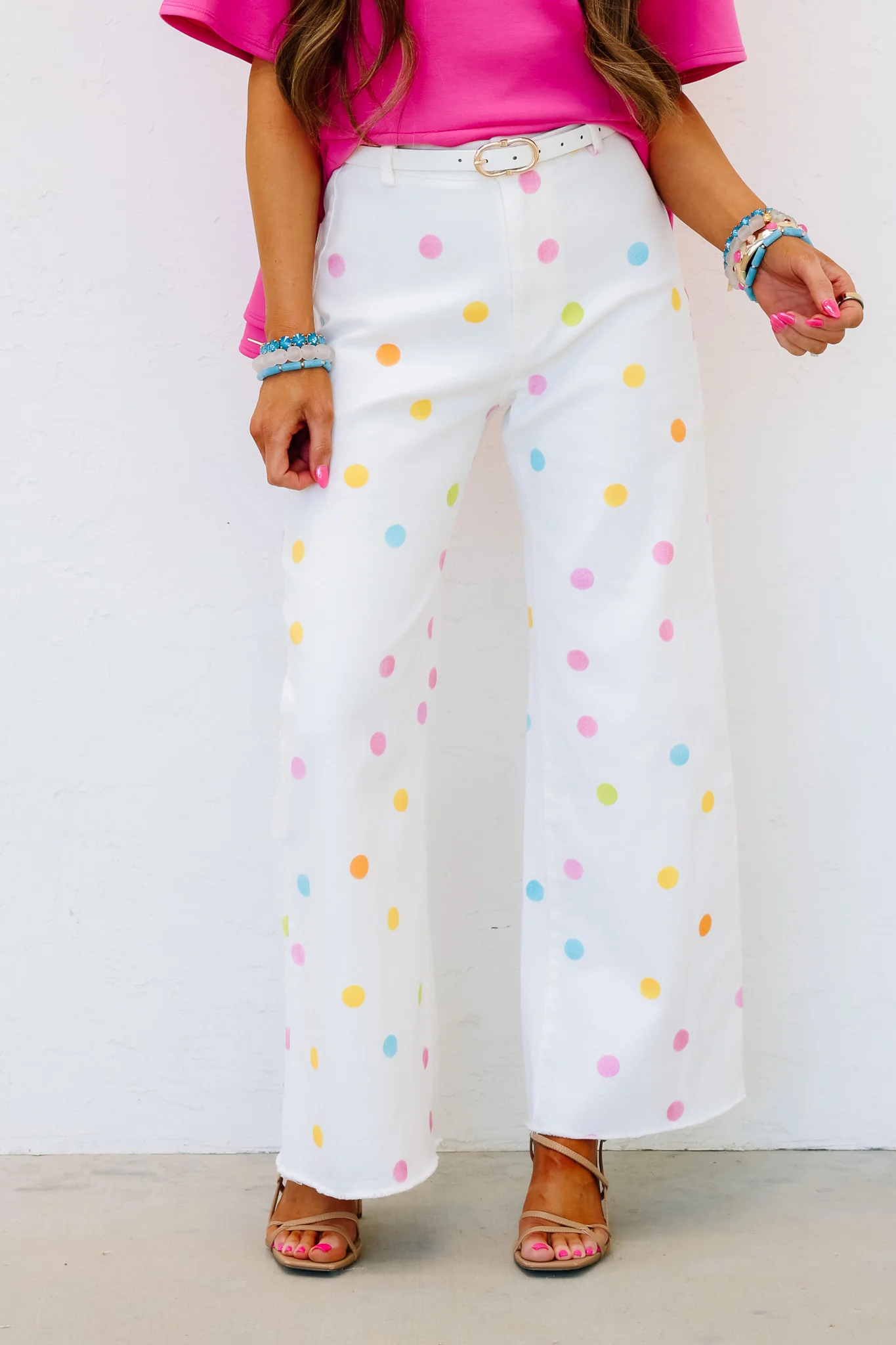 Kendall Ivory Multi Polkadot Wide Leg Jean - Image 4