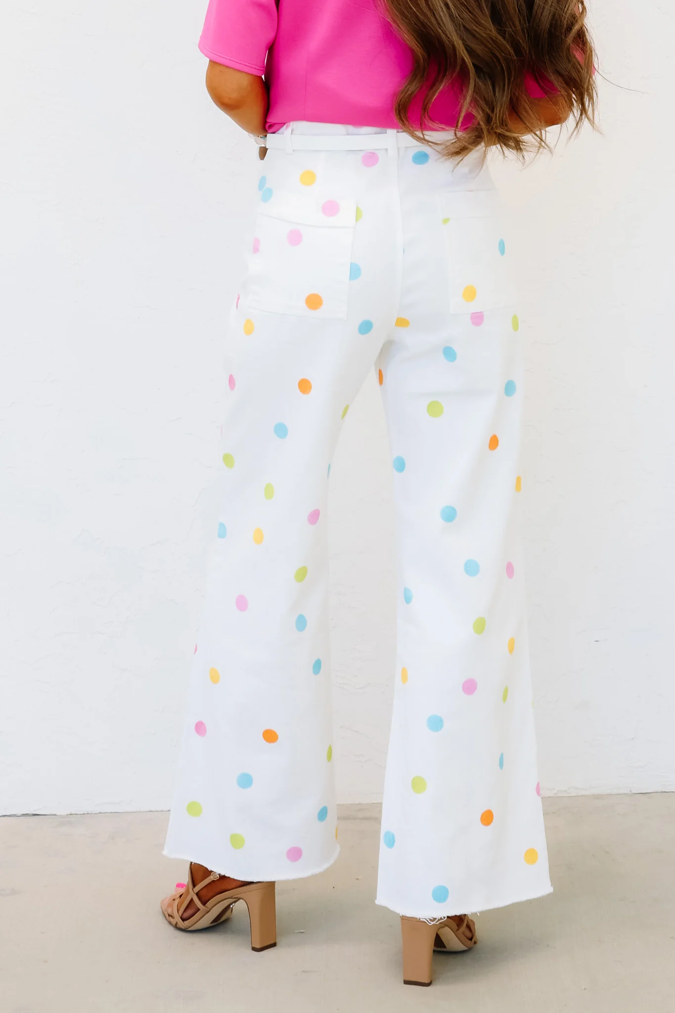 Kendall Ivory Multi Polkadot Wide Leg Jean - Image 5