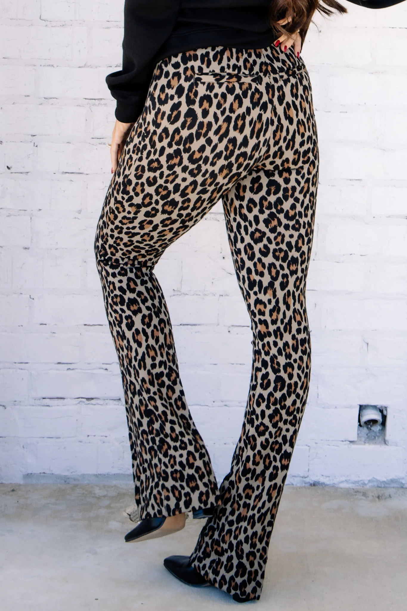 Spanx Ponte Jacquard Brown Leopard Micro Flare Pant - Image 5