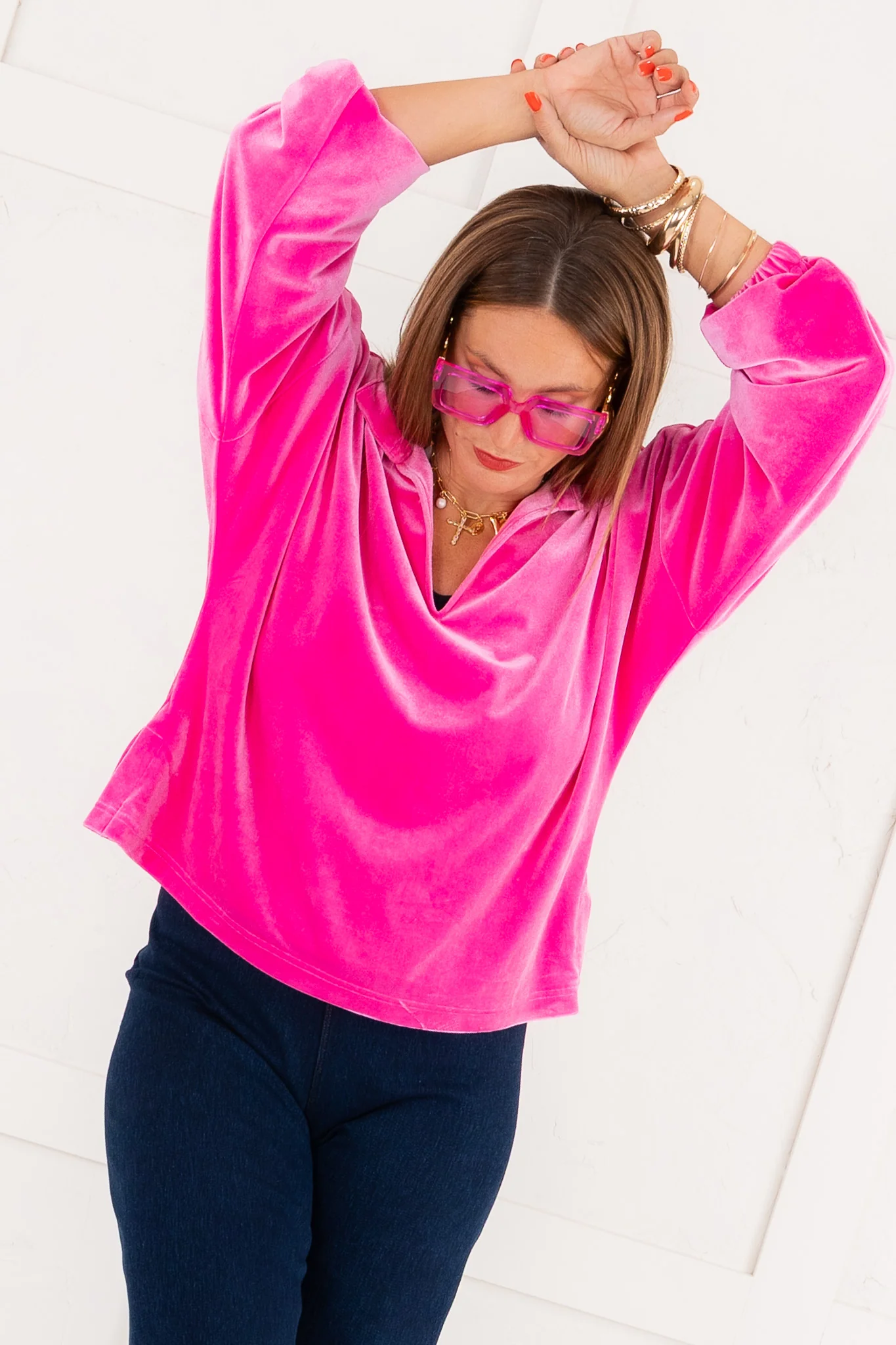 Poppy Pop Over Blouse - Fuchsia | Emily McCarthy - Image 2