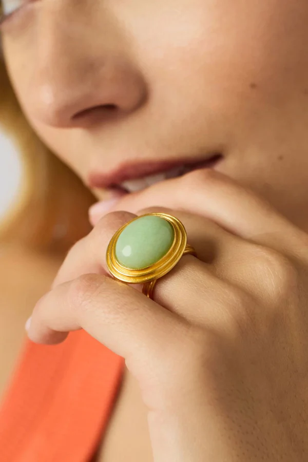 Julie Vos Portofino Aqua Jade Statement Ring - Image 2
