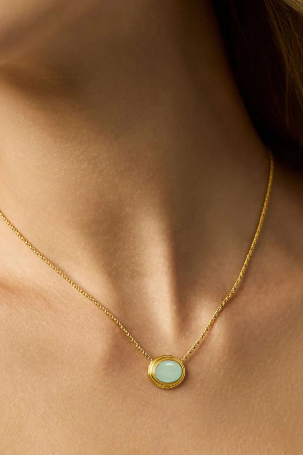 Julie Vos Portofino Aqua Jade Solitaire Necklace - Image 2