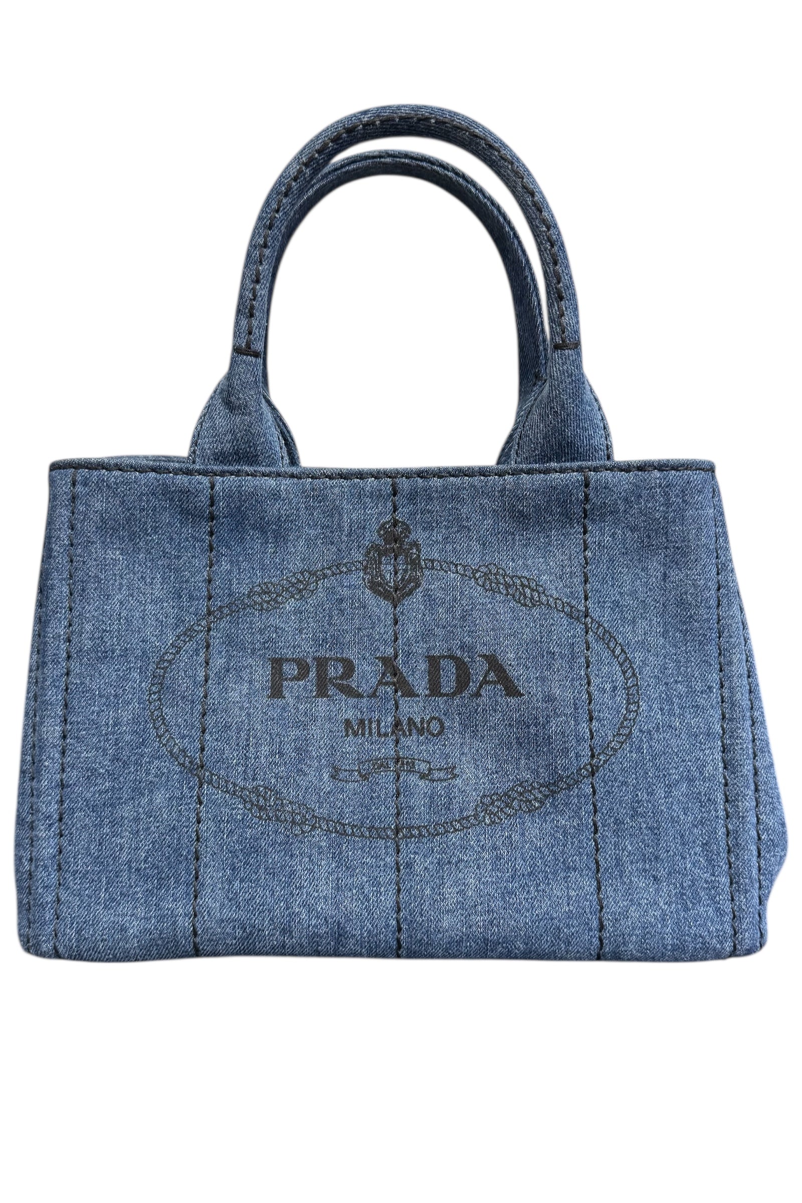 Prada Denim Canapa Two Way Tote