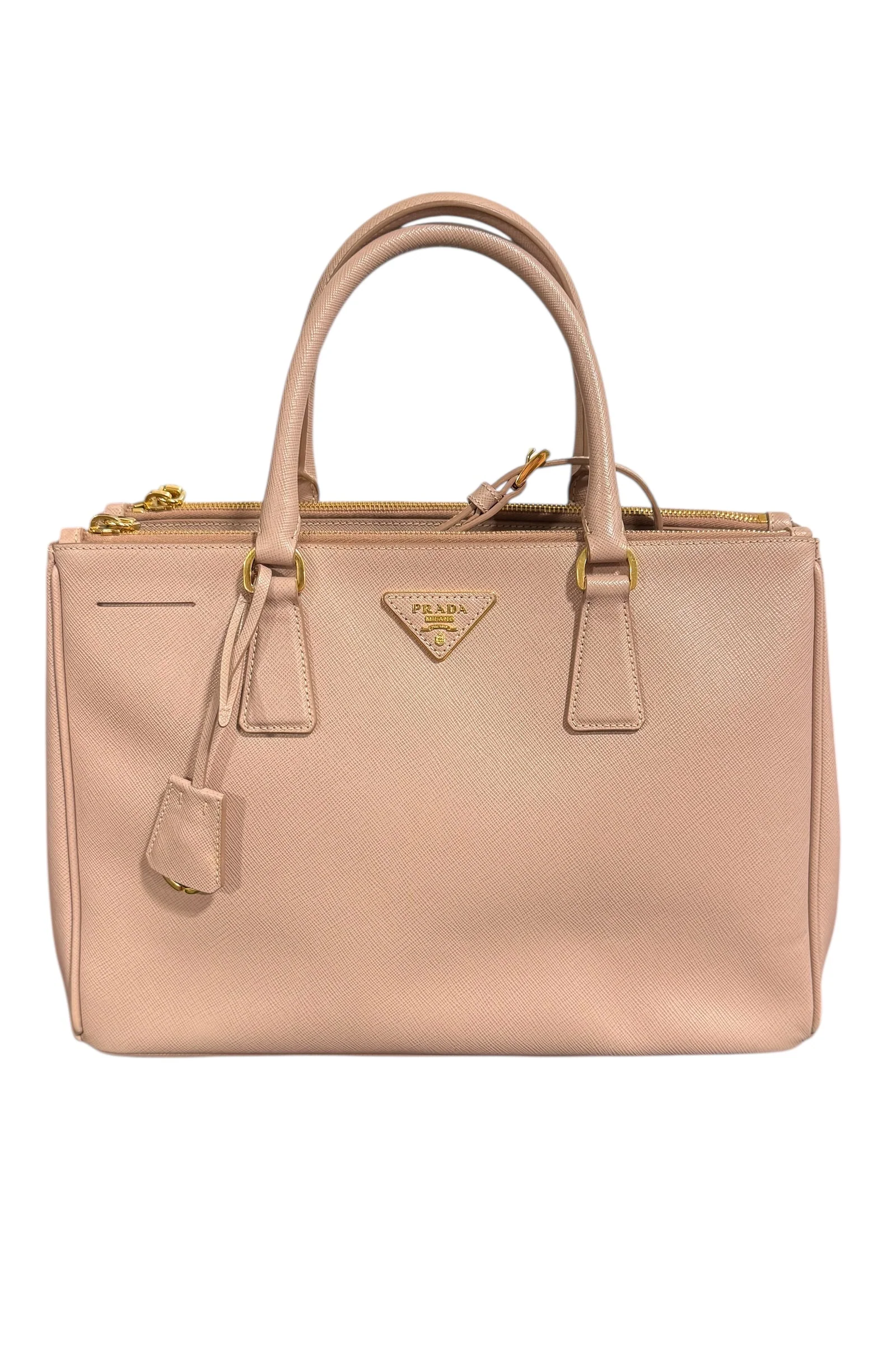 Prada Med Galleria Two Way Tote Beige