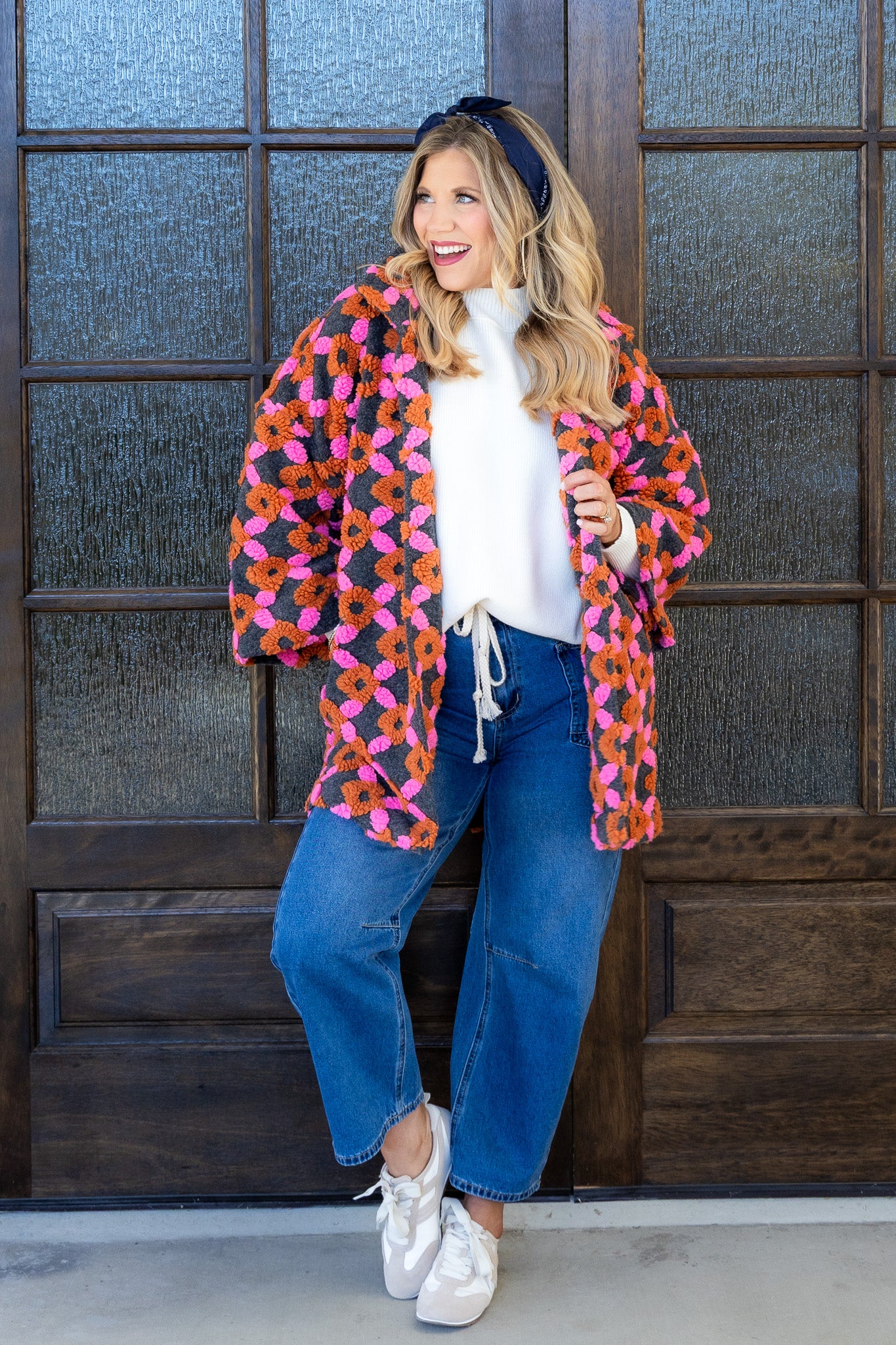 Over Time Charcoal Multicolor Pattern Long Sleeve Coat - Image 2