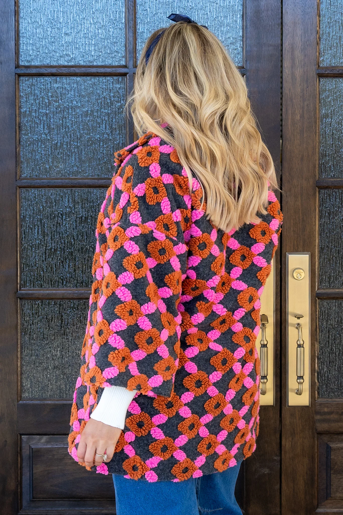 Over Time Charcoal Multicolor Pattern Long Sleeve Coat - Image 5