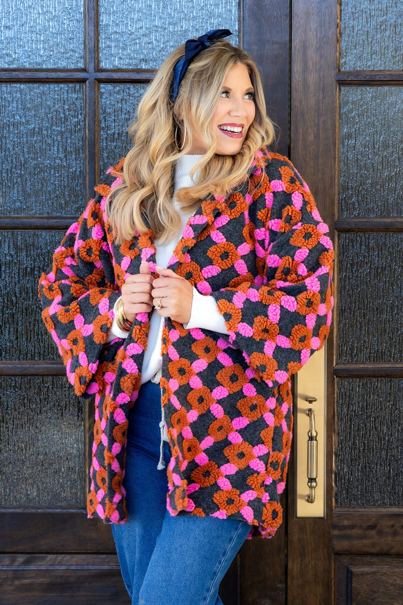 Over Time Charcoal Multicolor Pattern Long Sleeve Coat - Image 6