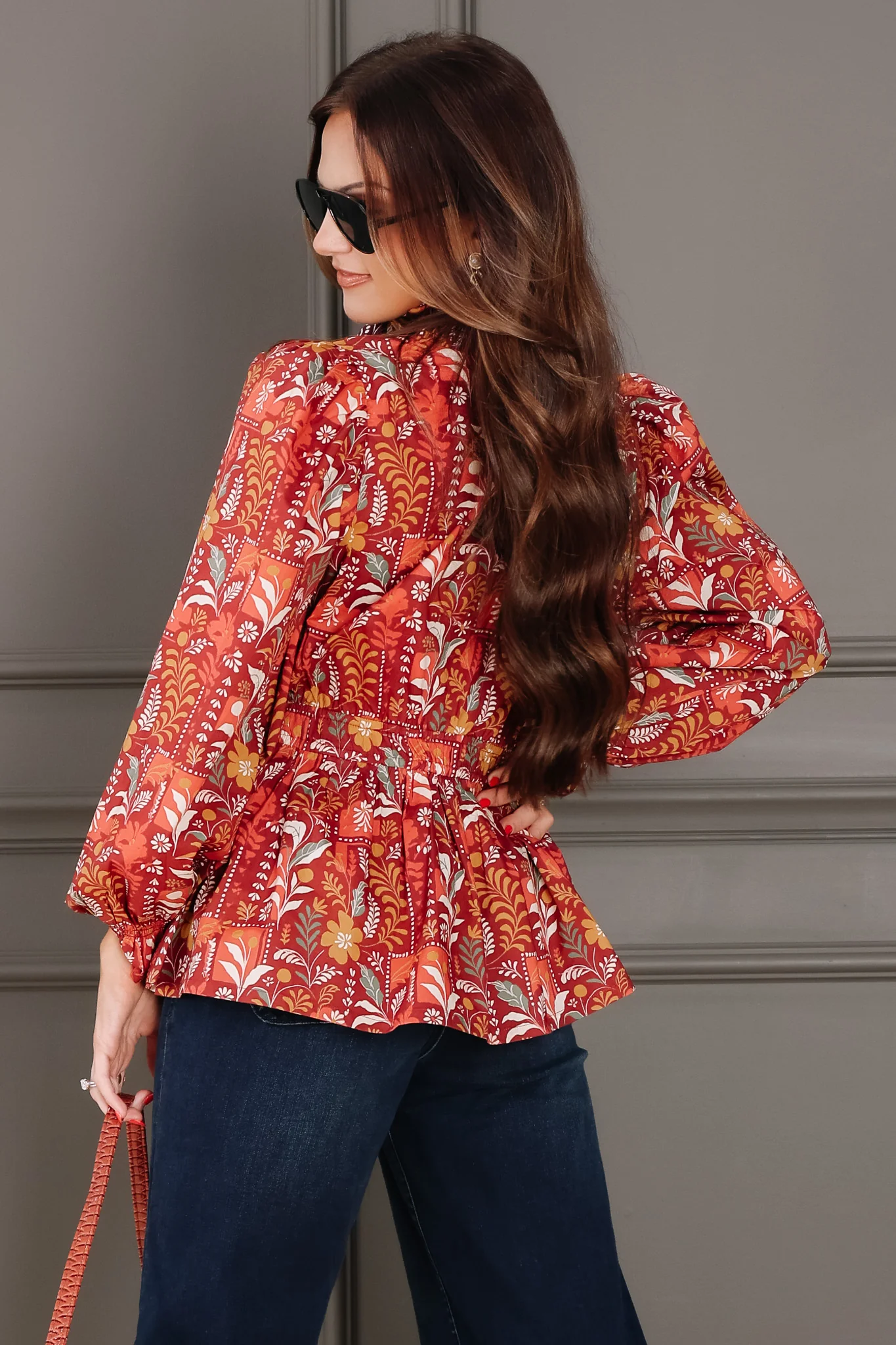 As It Happens Burgundy Mix Long Sleeve Top - Image 3