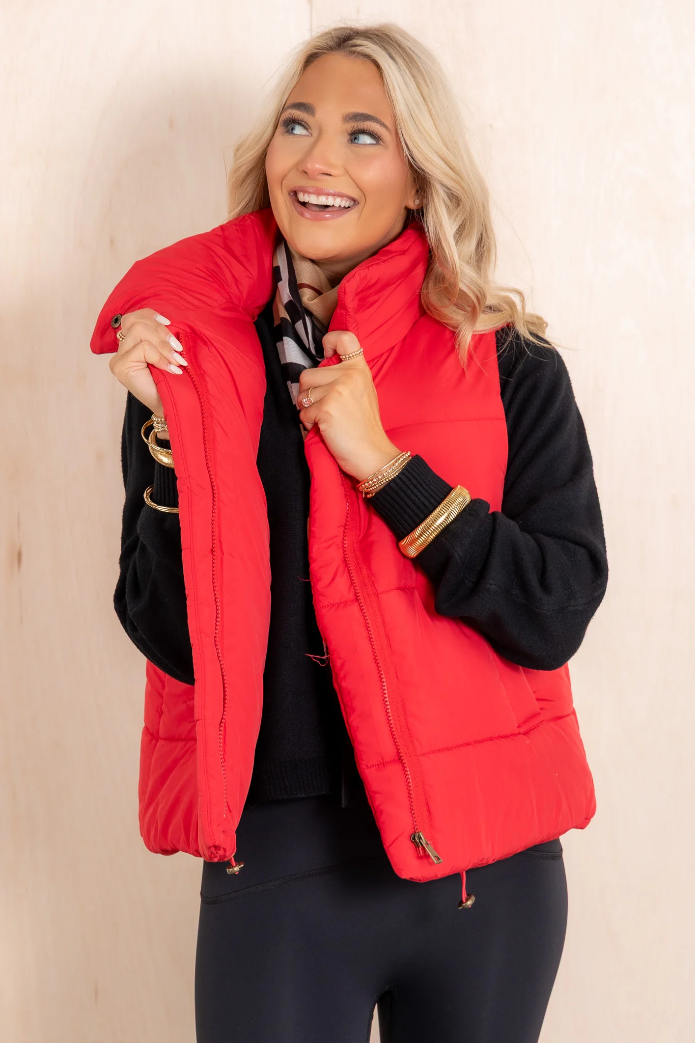 Outside is Frightful Red Puffer Vest Top