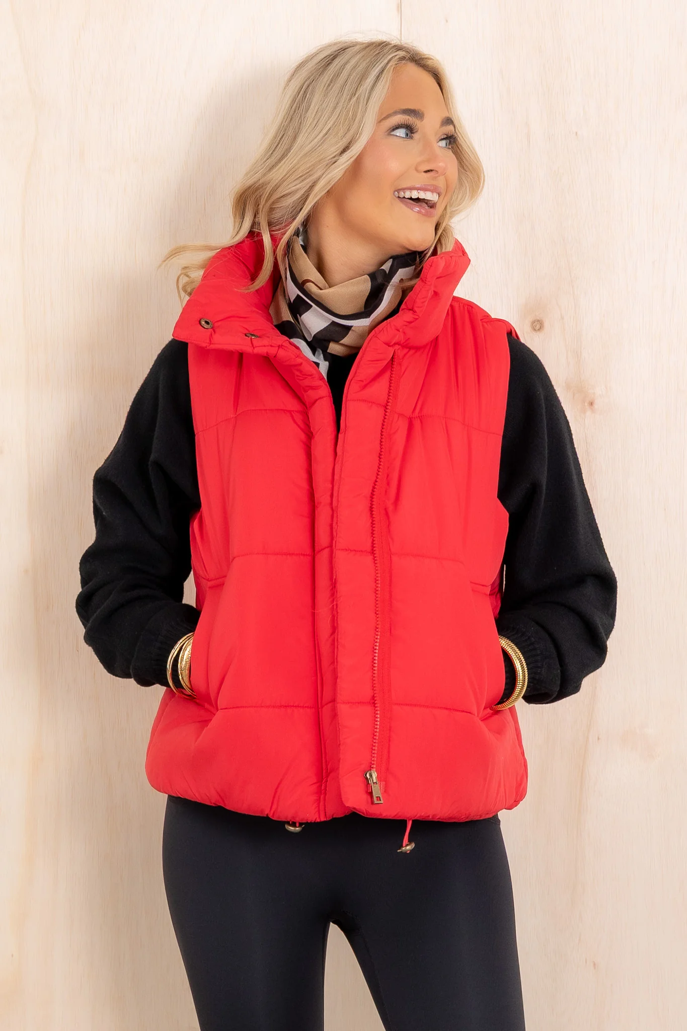 Outside is Frightful Red Puffer Vest Top - Image 2