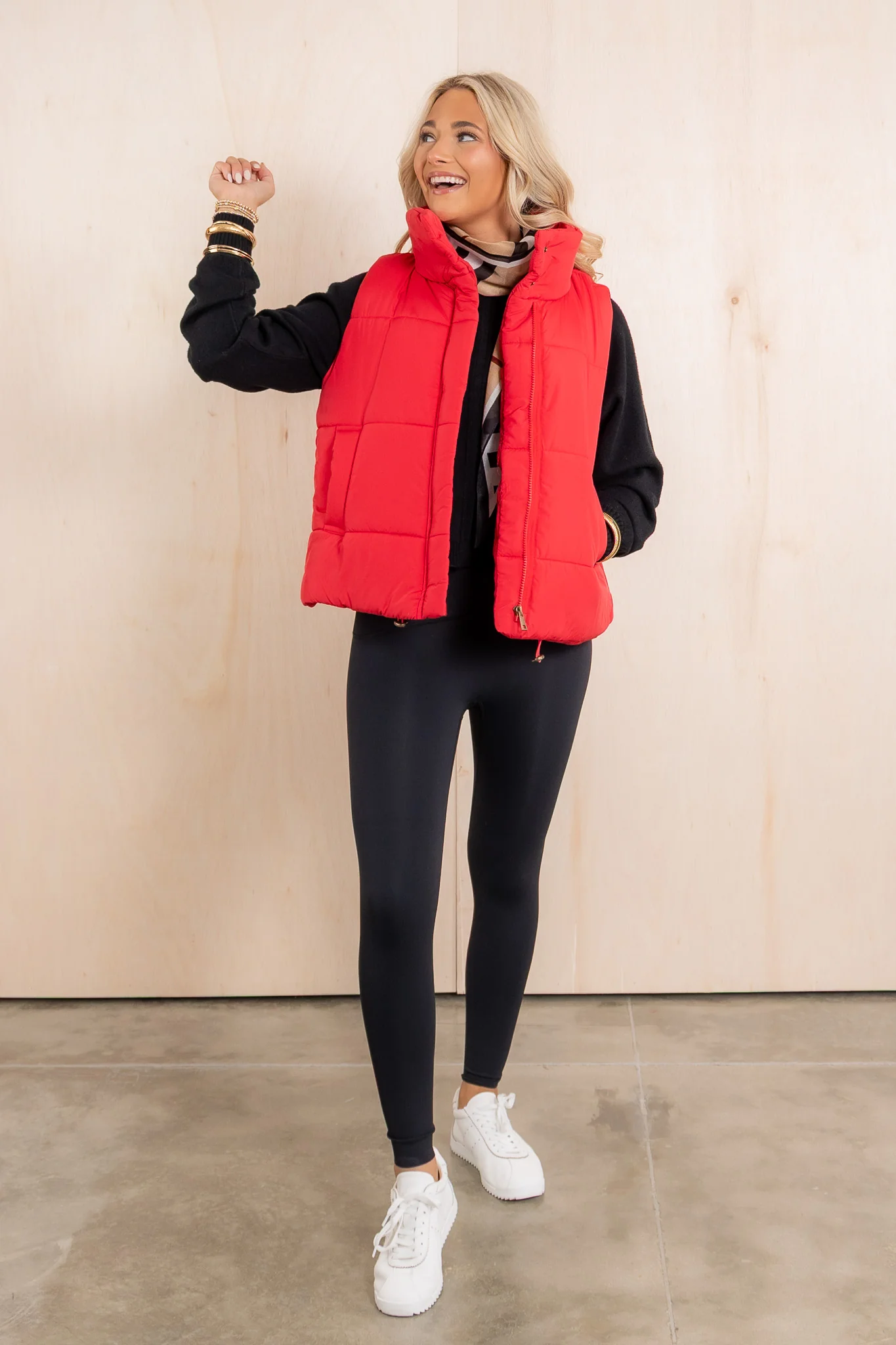 Outside is Frightful Red Puffer Vest Top - Image 3