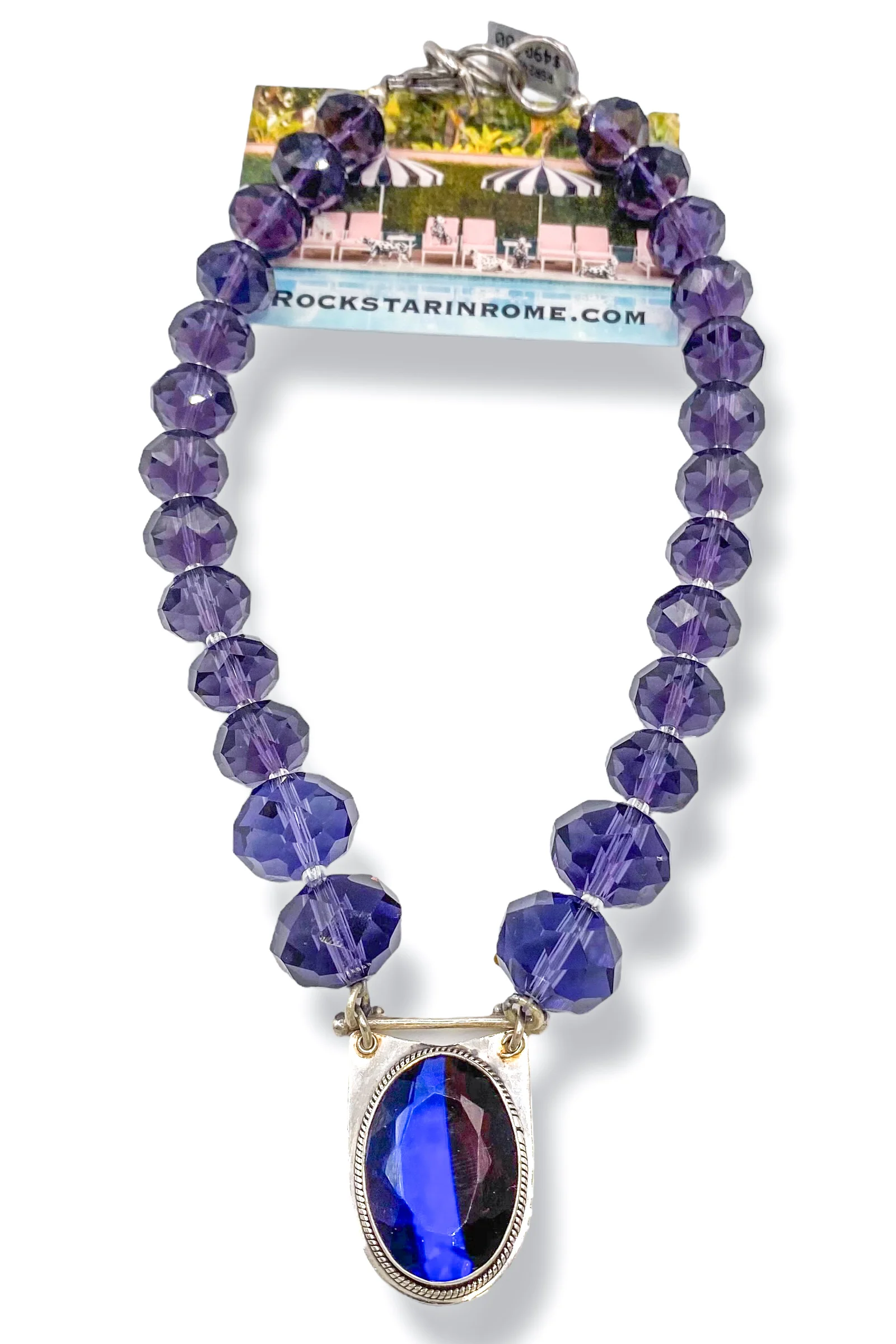 Rockstar in Rome Purple Touraine w/ Chandelier Crystals Necklace