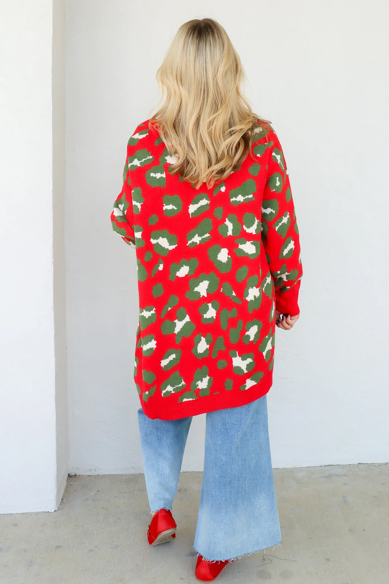 Calling It Red and Green Leopard long Sleeve Cardigan - Image 6