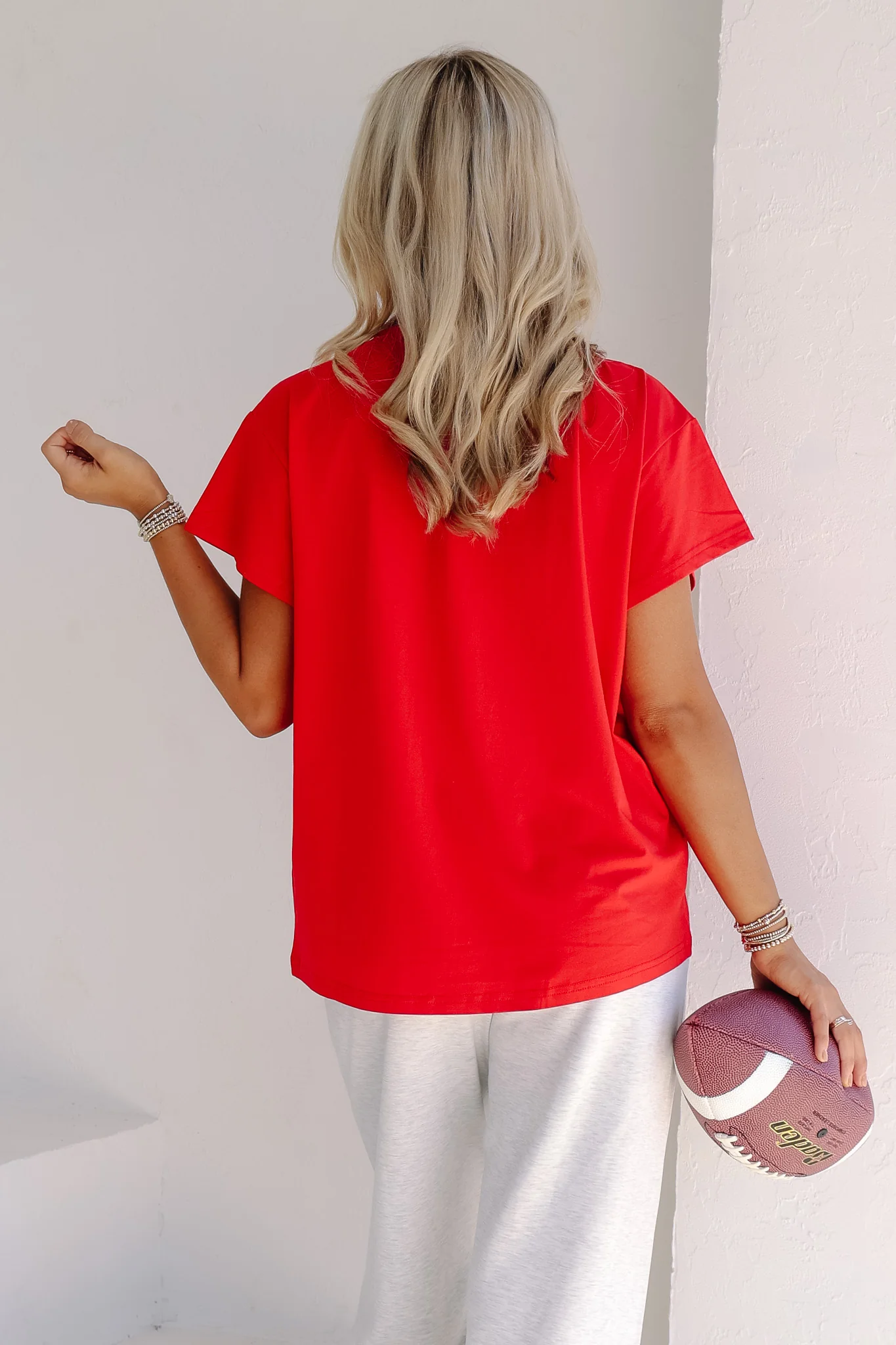Queen Of Sparkles Red Jeweled Football Tee - Image 4