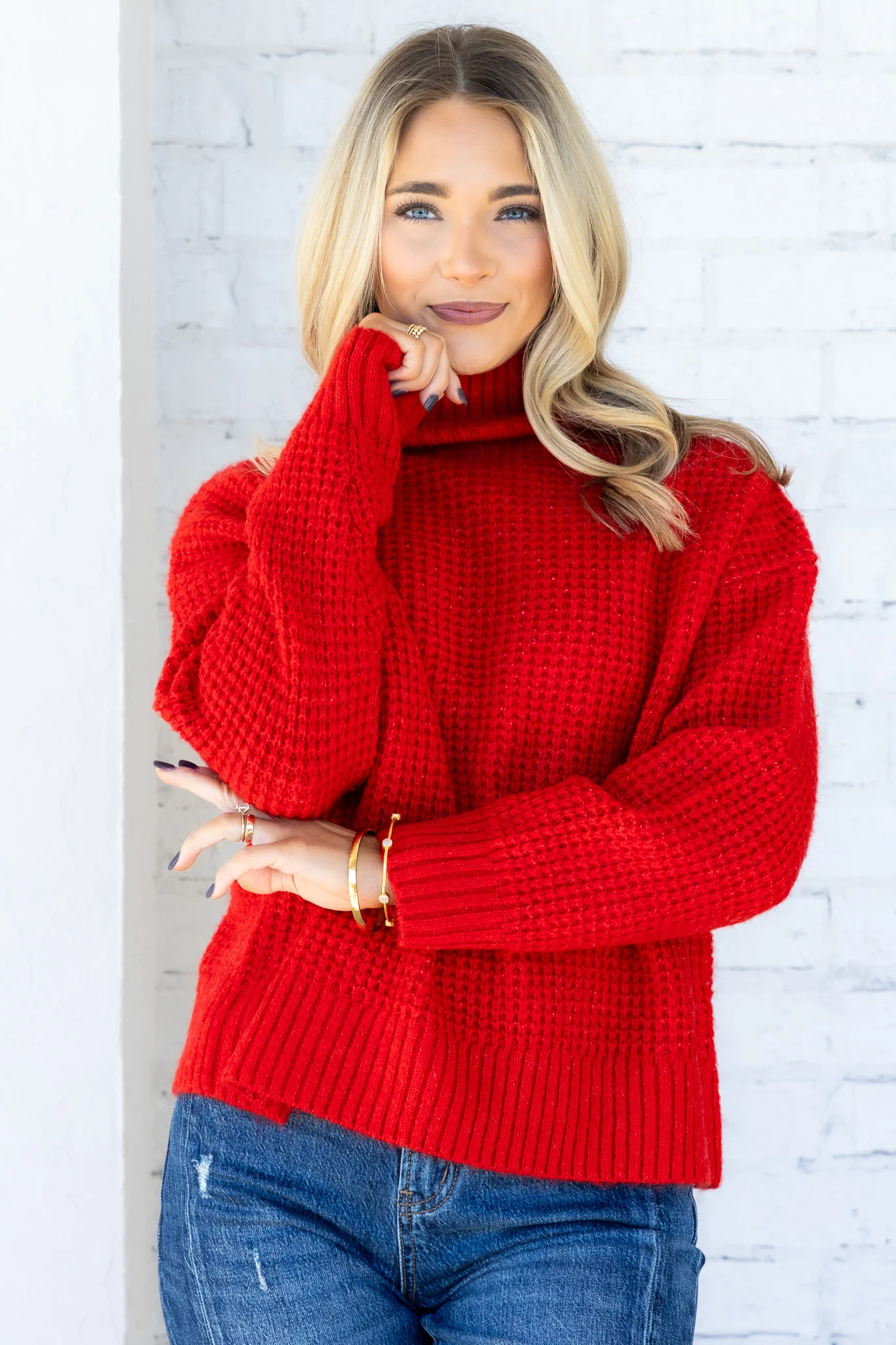 Molly Bracken Red Long Sleeve Sweater - Image 3