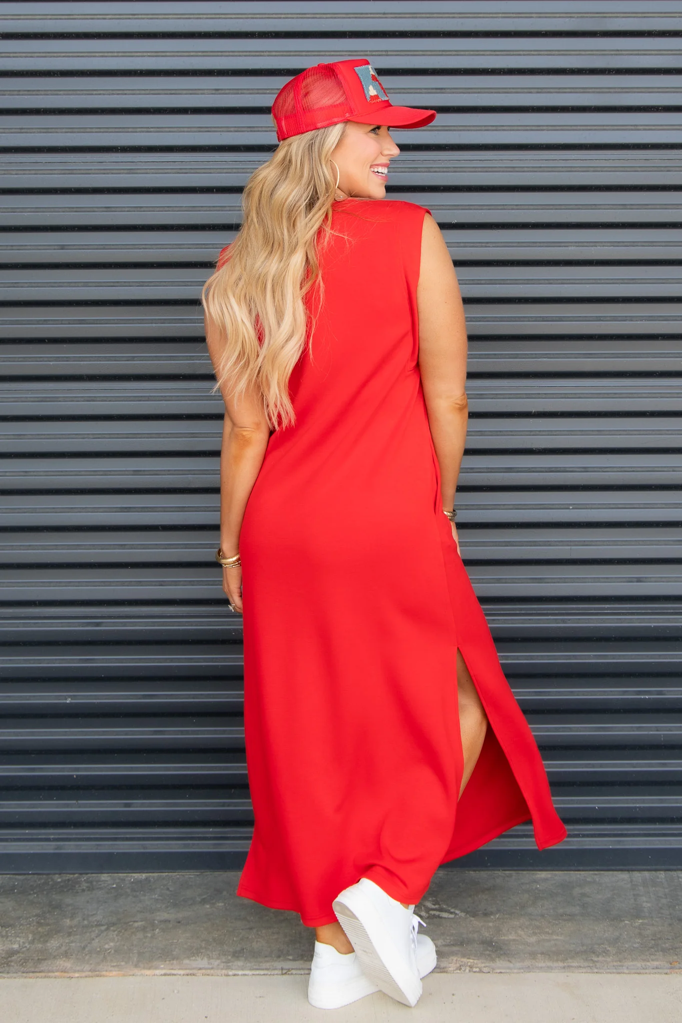 Cassie Red Short Sleeve Maxi Dress - Image 5