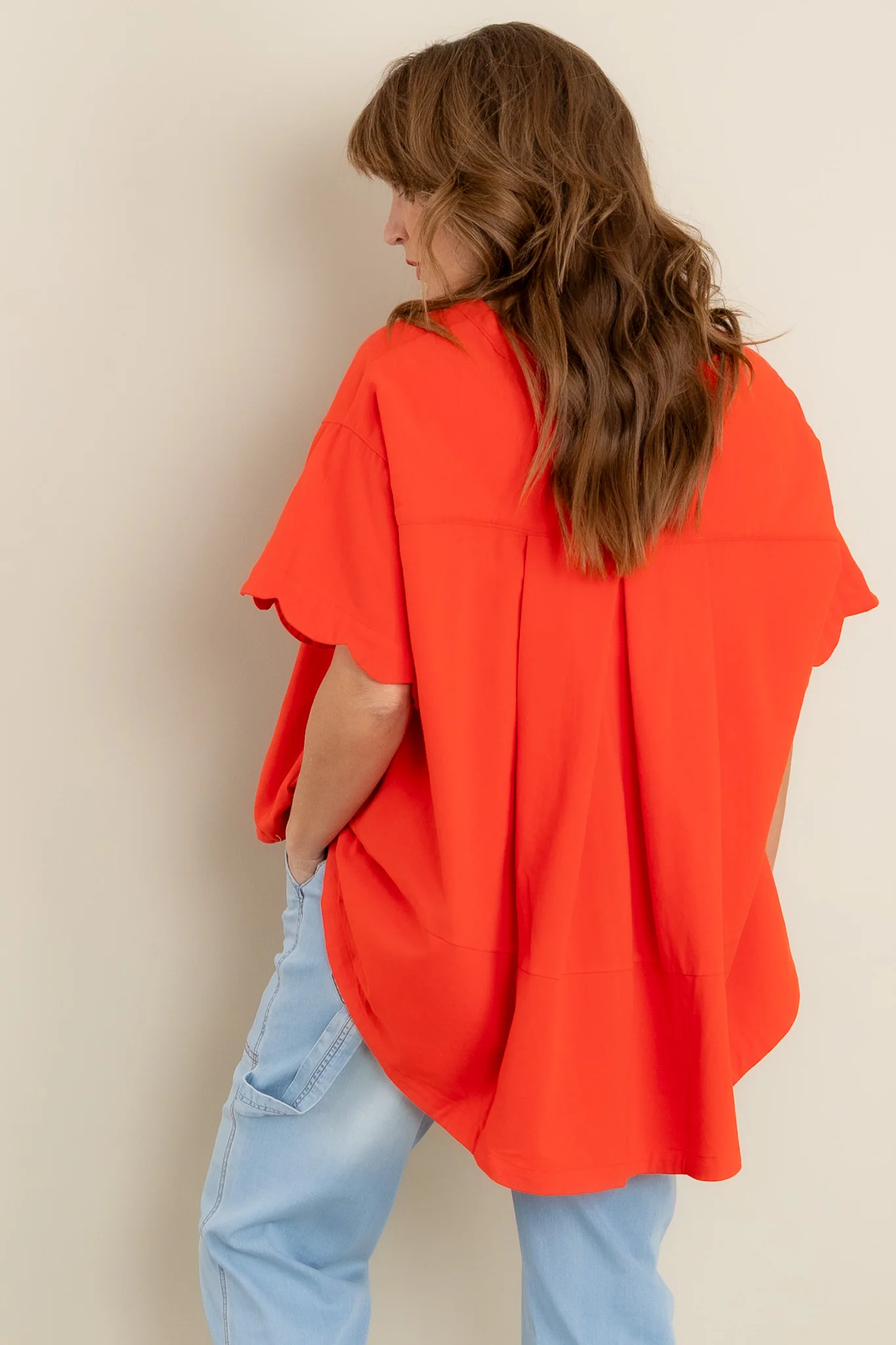 High Standards Red Scalloped Short Sleeve Top - FINAL SALE - Image 2