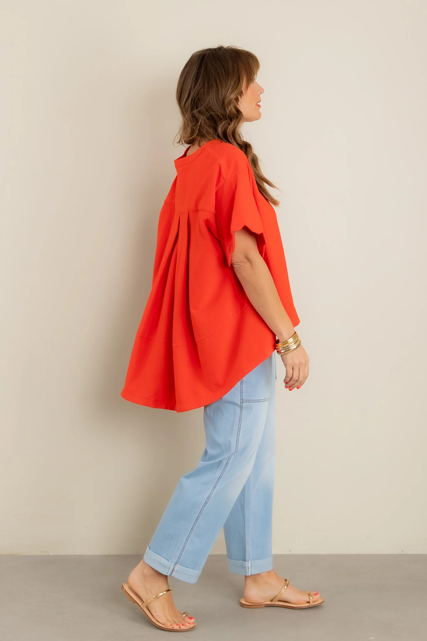 High Standards Red Scalloped Short Sleeve Top - FINAL SALE - Image 4
