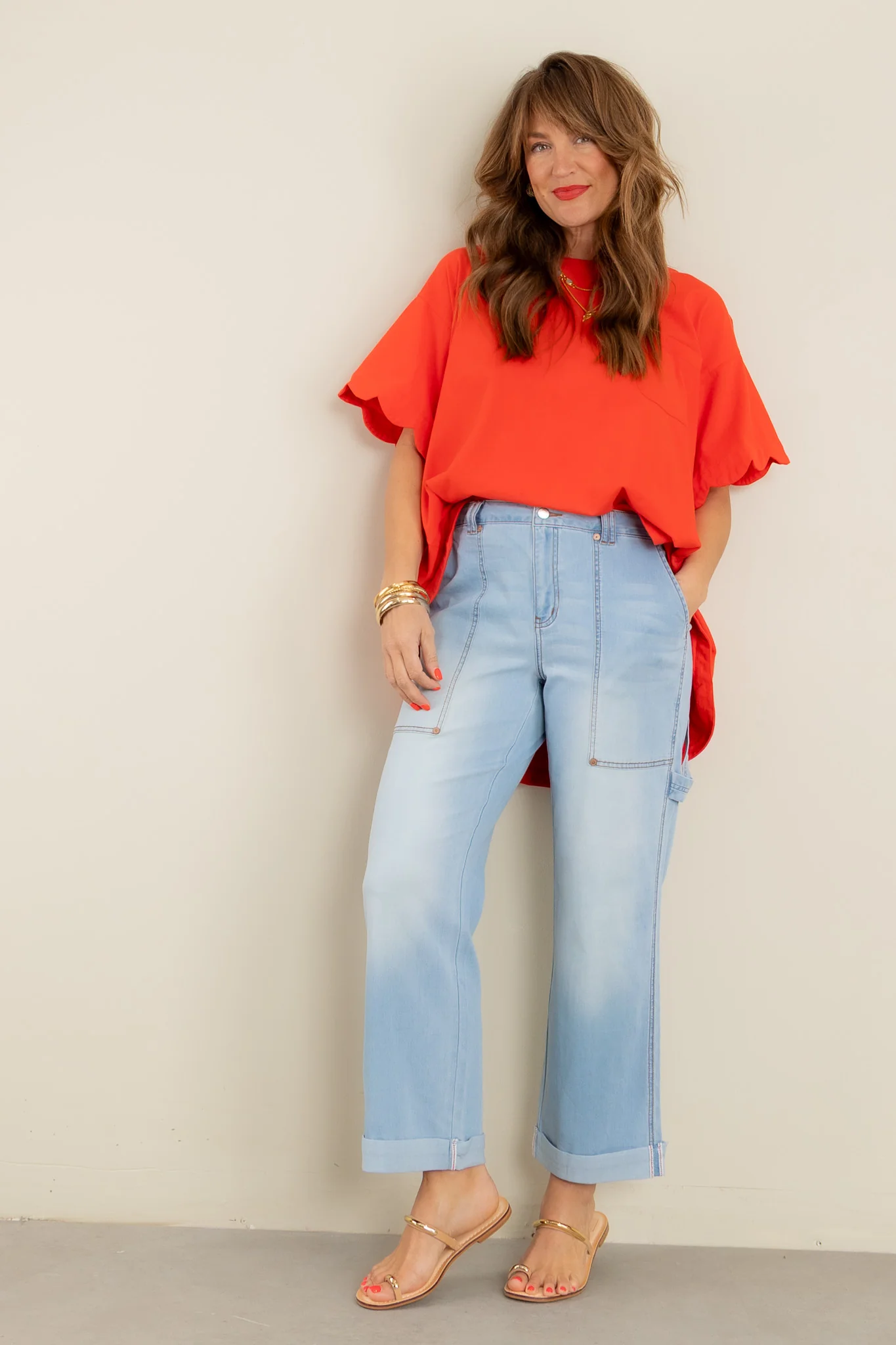 High Standards Red Scalloped Short Sleeve Top - FINAL SALE - Image 5