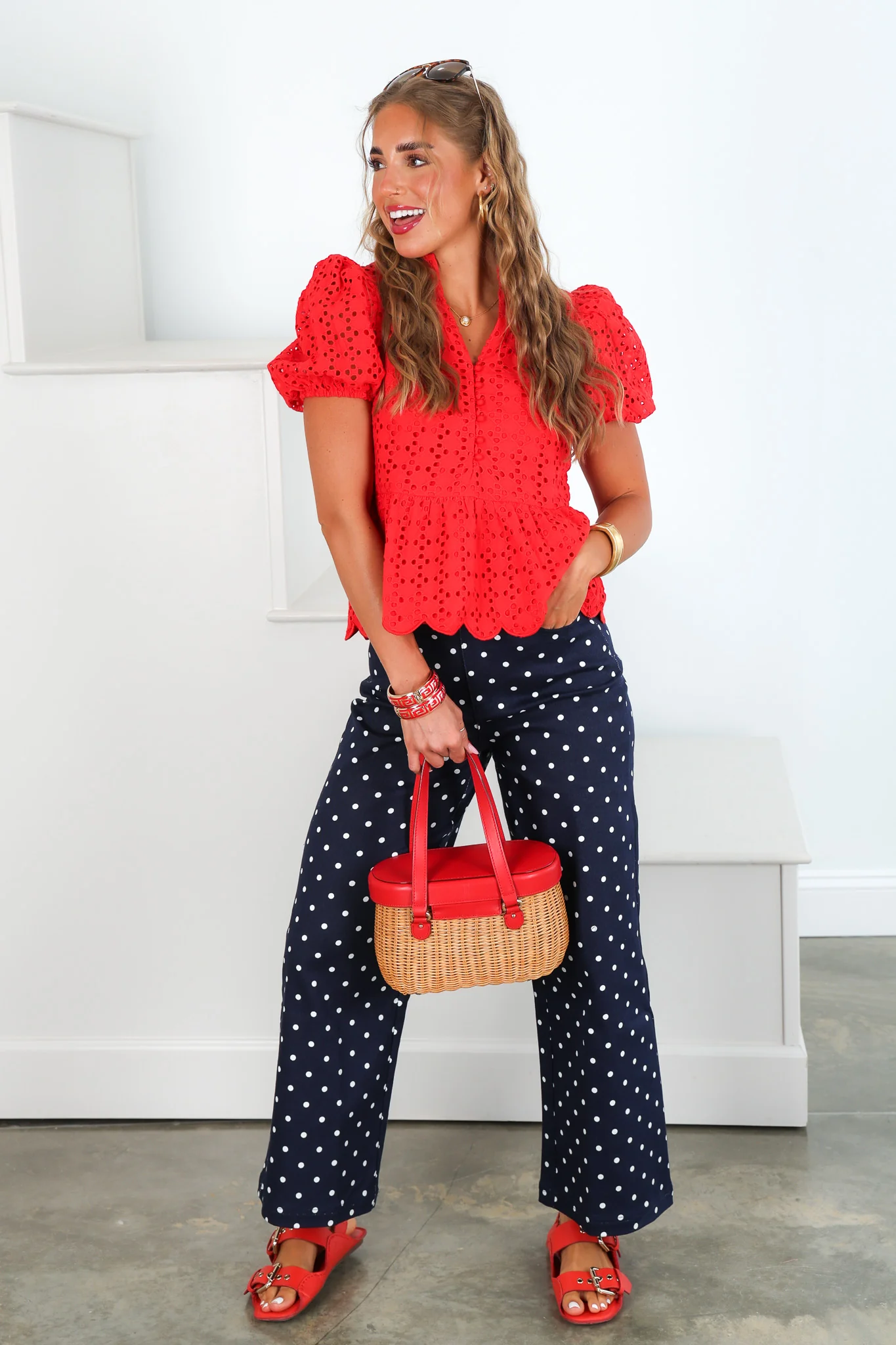Hadley Red Short Sleeve Blouse - Image 6