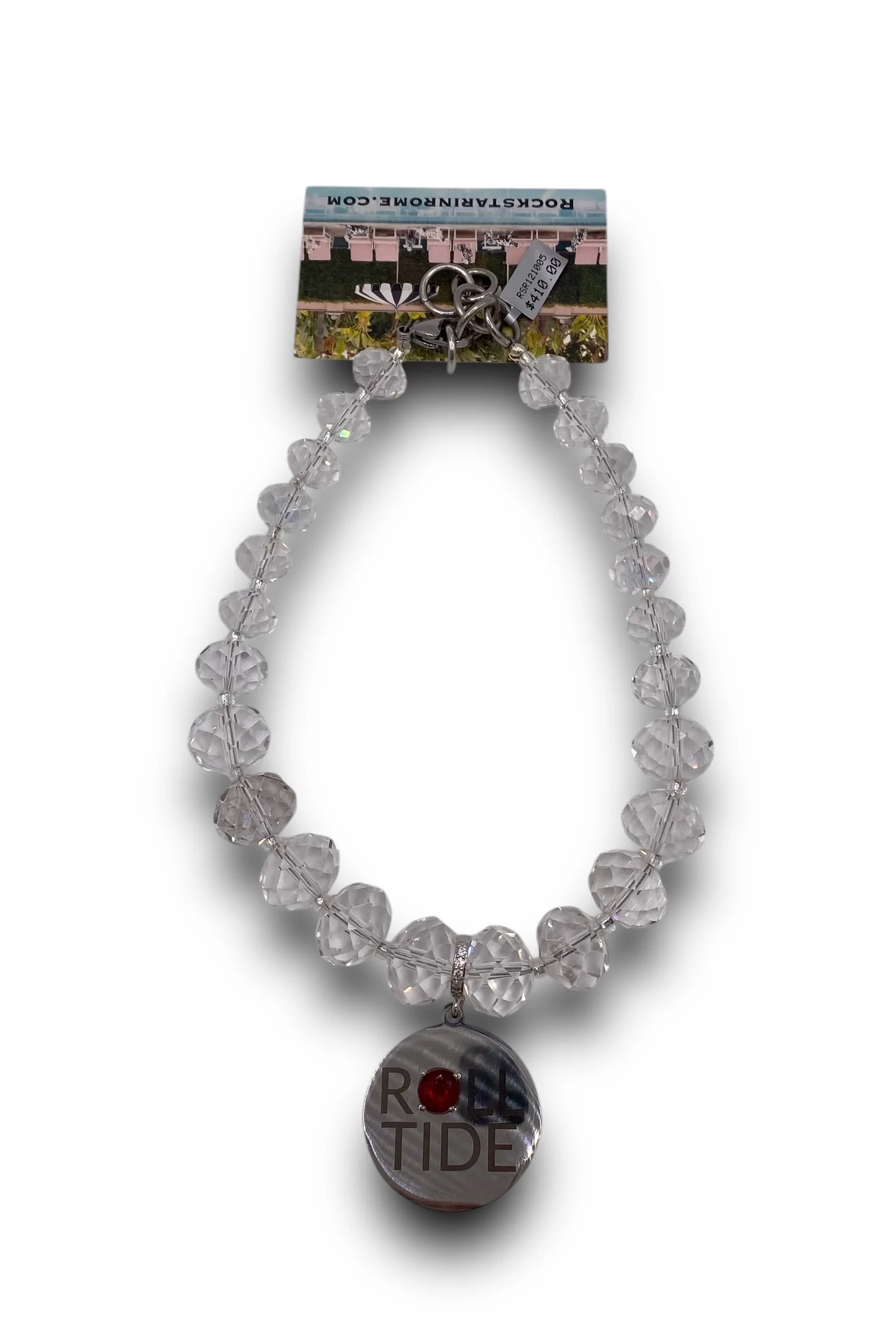 Rockstar In Rome Red Tourmaline Roll Tide Chandelier Crystal Necklace - FINAL SALE