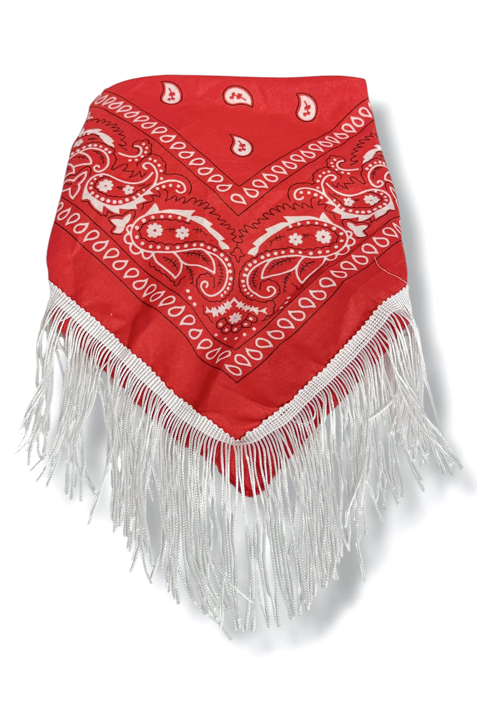 Bring It Out Red Western Fringed Paisley Print Scarf