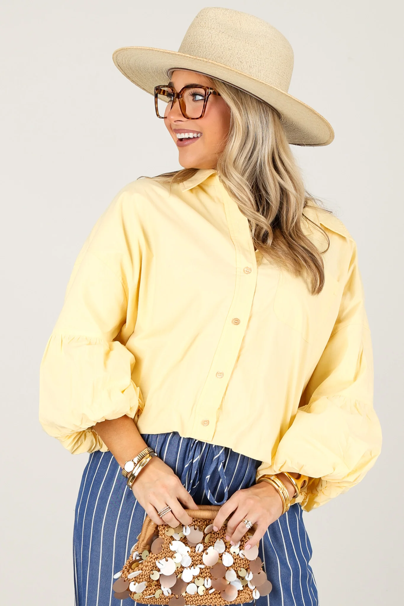 Regina Banana Cream Long Sleeve Blouse - Image 5